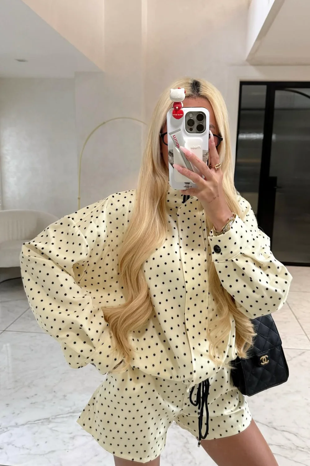 JESSICA YELLOW POLKA DOT JACKET & SHORTS SET - Image 2