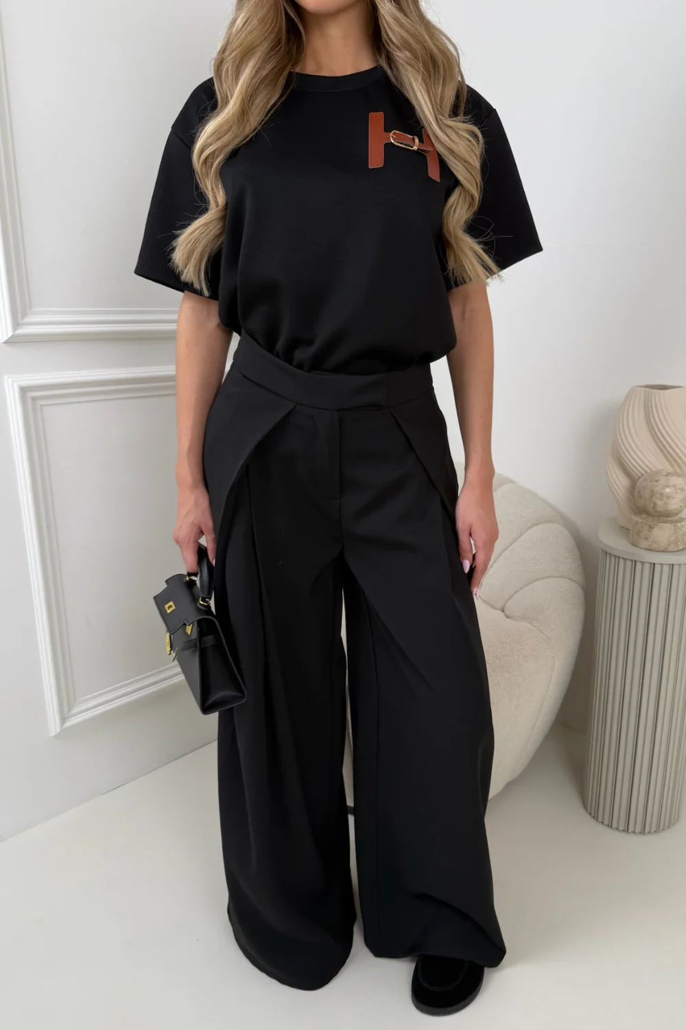 JORDAN BLACK STRAIGHT LEG TROUSERS