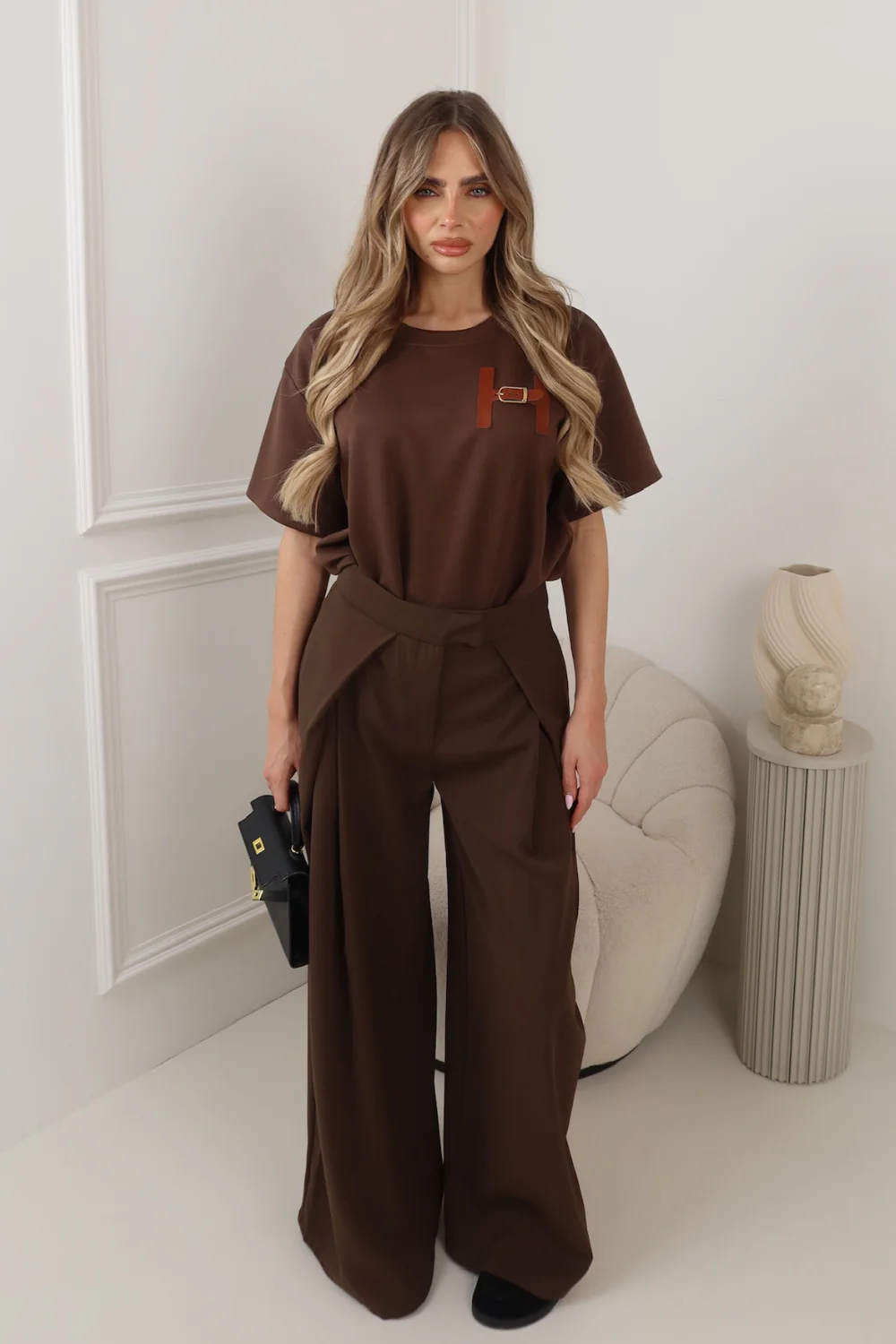 JORDAN CHOCOLATE STRAIGHT LEG TROUSERS - Image 2