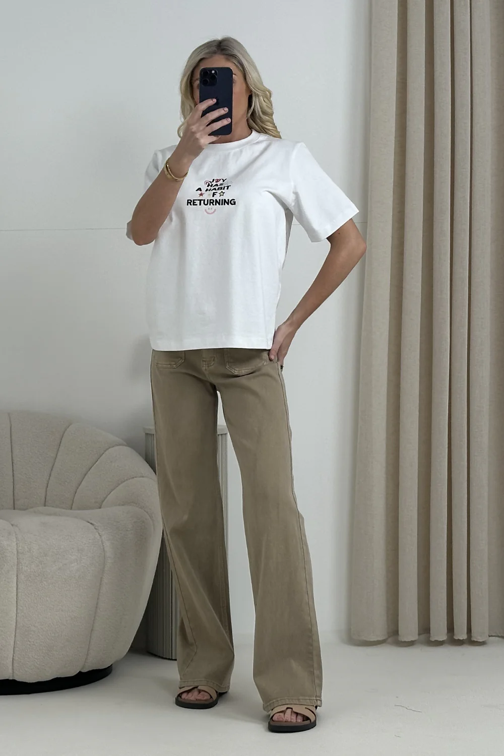 JOY HABIT PRINTED WHITE HEAVYWEIGHT T-SHIRT - Image 2