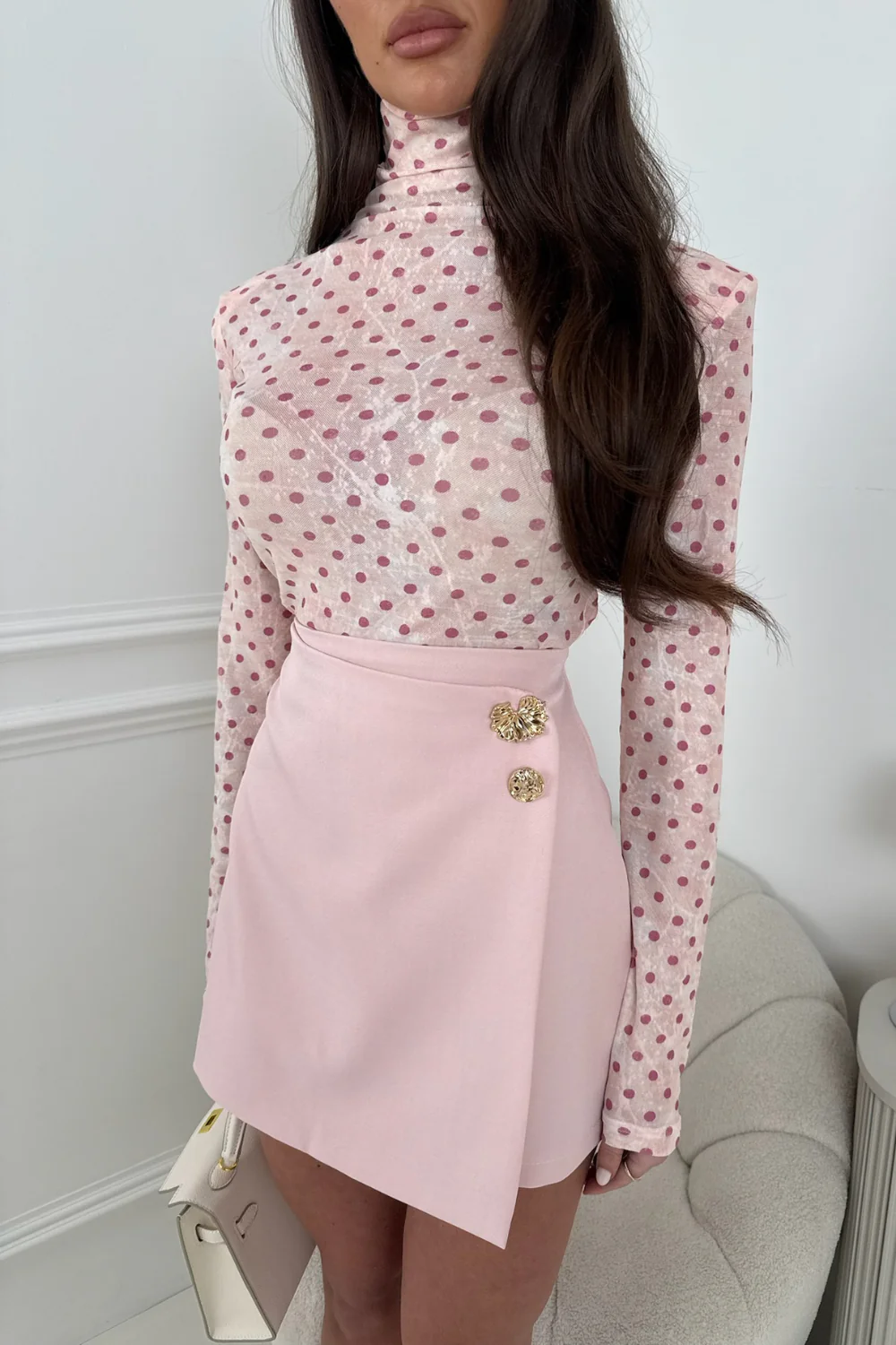 JUNE PINK  & GOLD BROOCH SKORT
