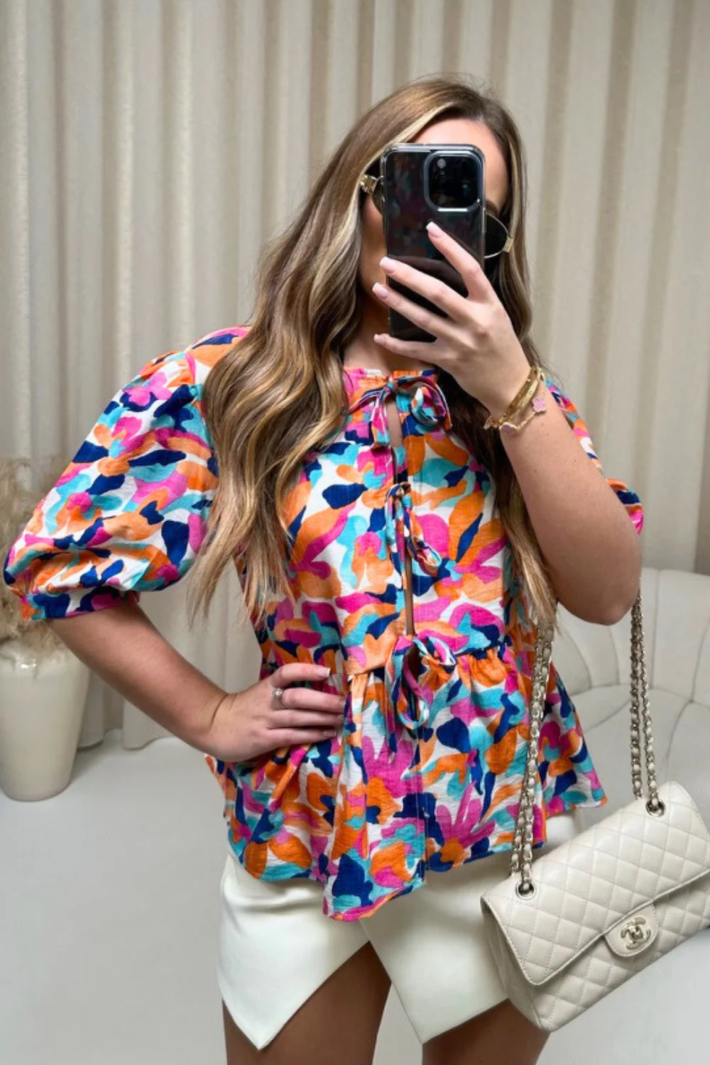 Kadie floral tie front blouse - Image 3