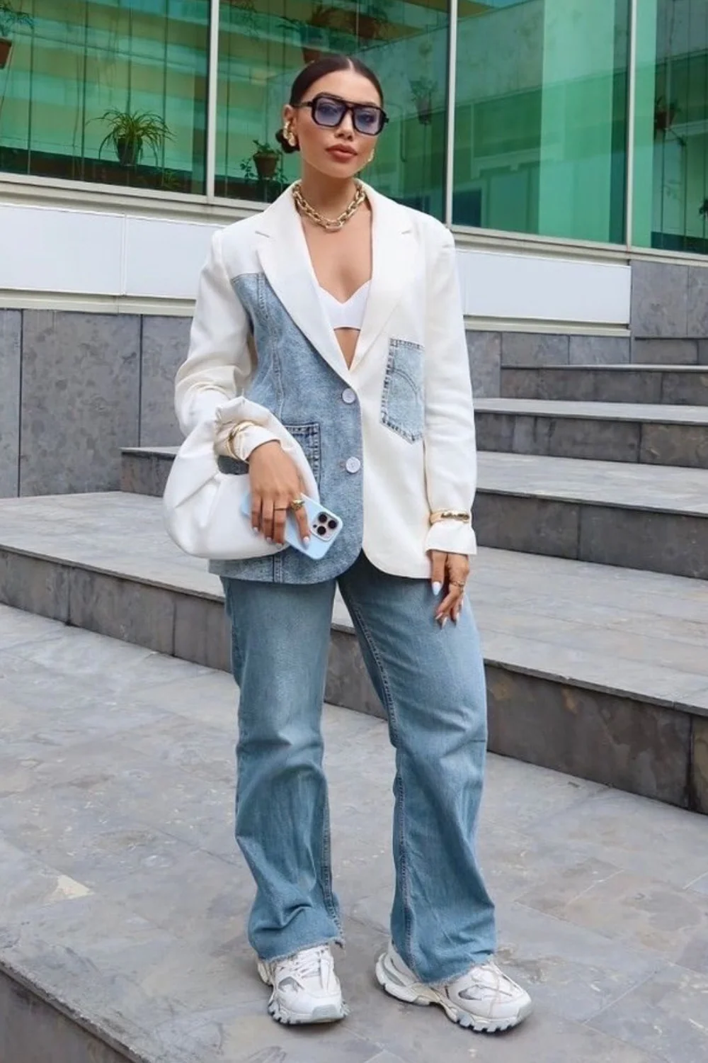 Kady white & blue denim blazer - Image 4