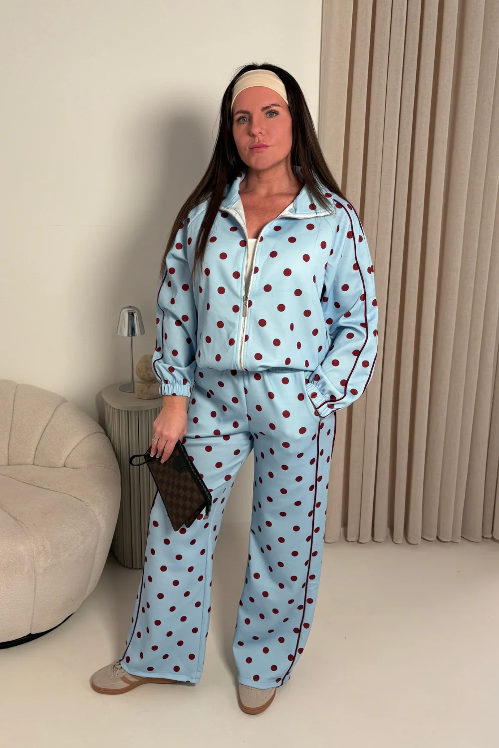 KAIA BLUE POLKA DOT TRACKSUIT TWO PIECE SET - Image 2