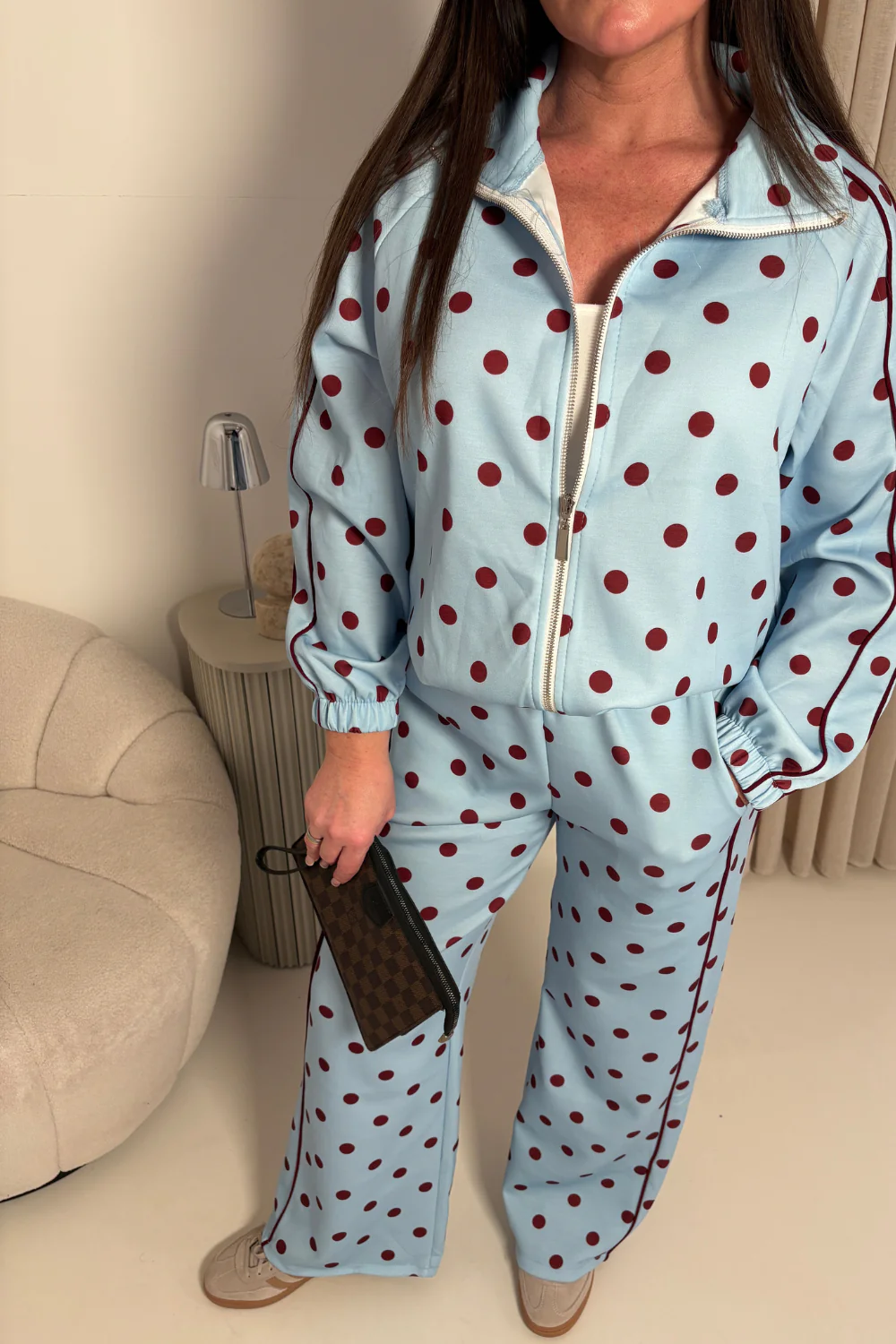 KAIA BLUE POLKA DOT TRACKSUIT TWO PIECE SET - Image 4