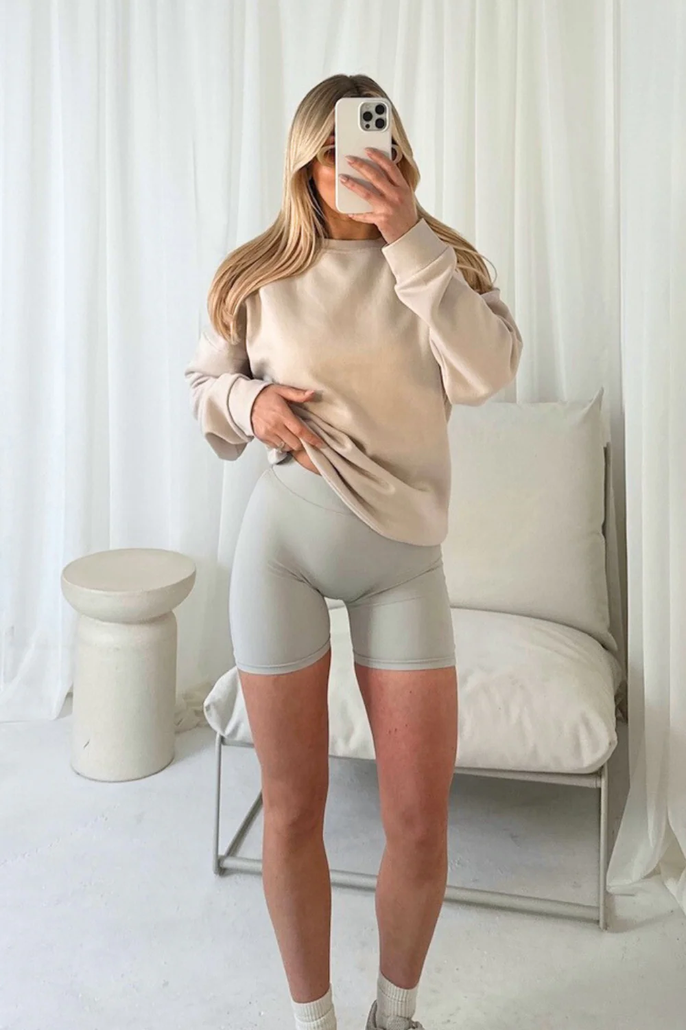 Kaia bone sweater and cycling shorts set - Image 3