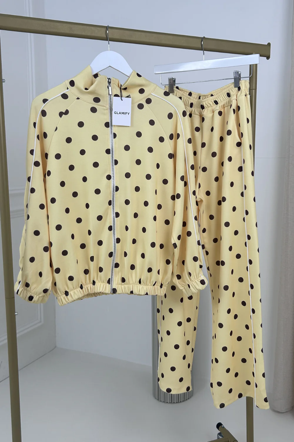 KAIA LEMON POLKA DOT TRACKSUIT TWO PIECE SET - Image 2