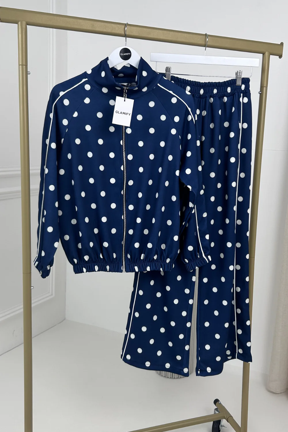 KAIA NAVY POLKA DOT TRACKSUIT TWO PIECE SET - Image 2