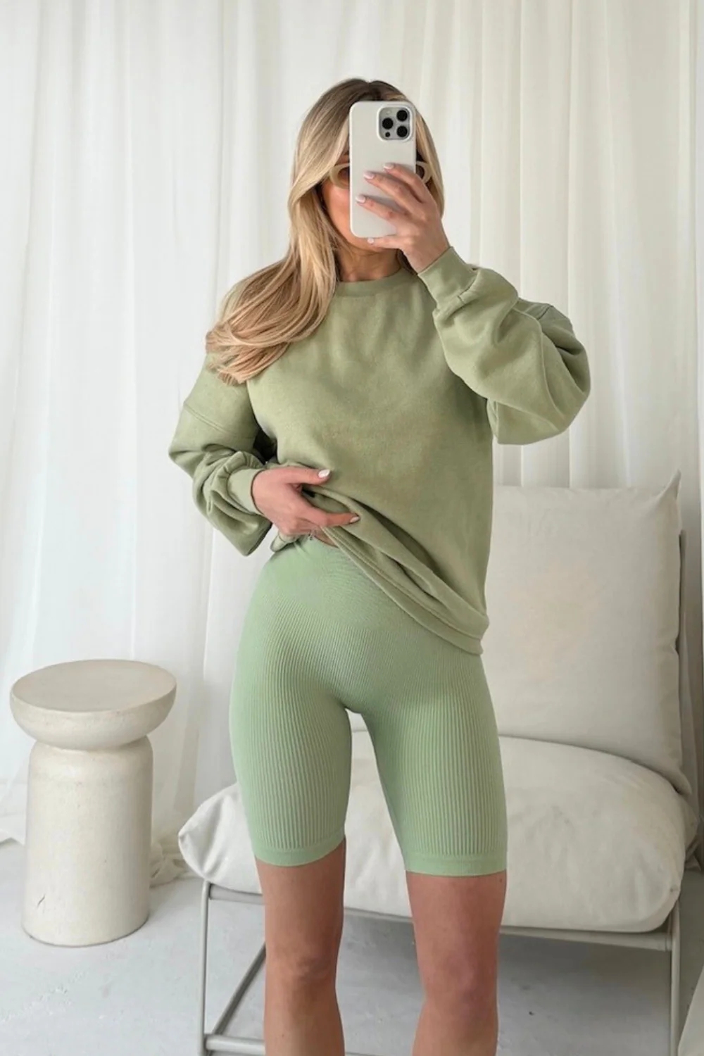 Kaia sage sweater and cycling shorts set - Image 3