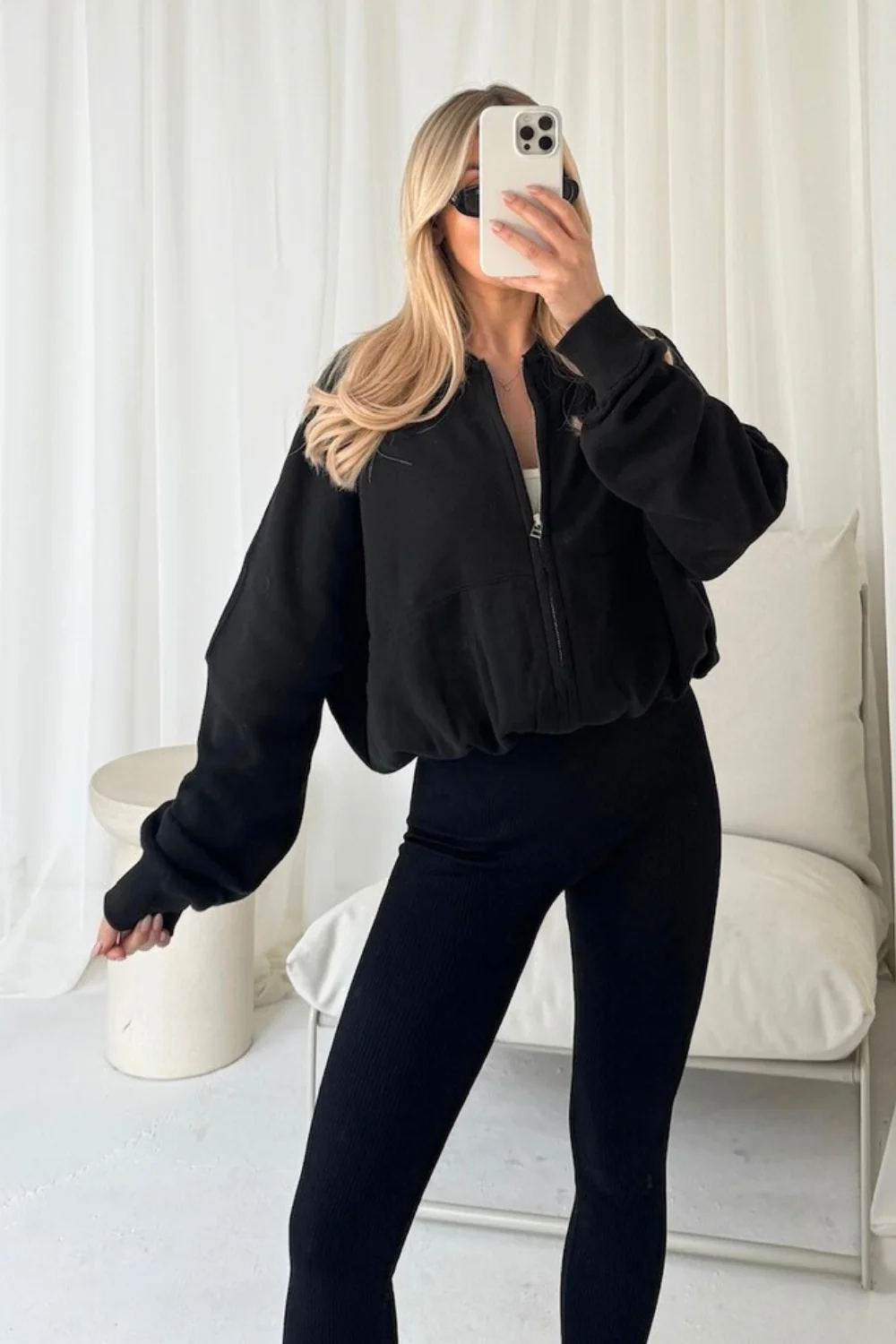 Kaitlyn black bomber jacket and legging set - Image 3