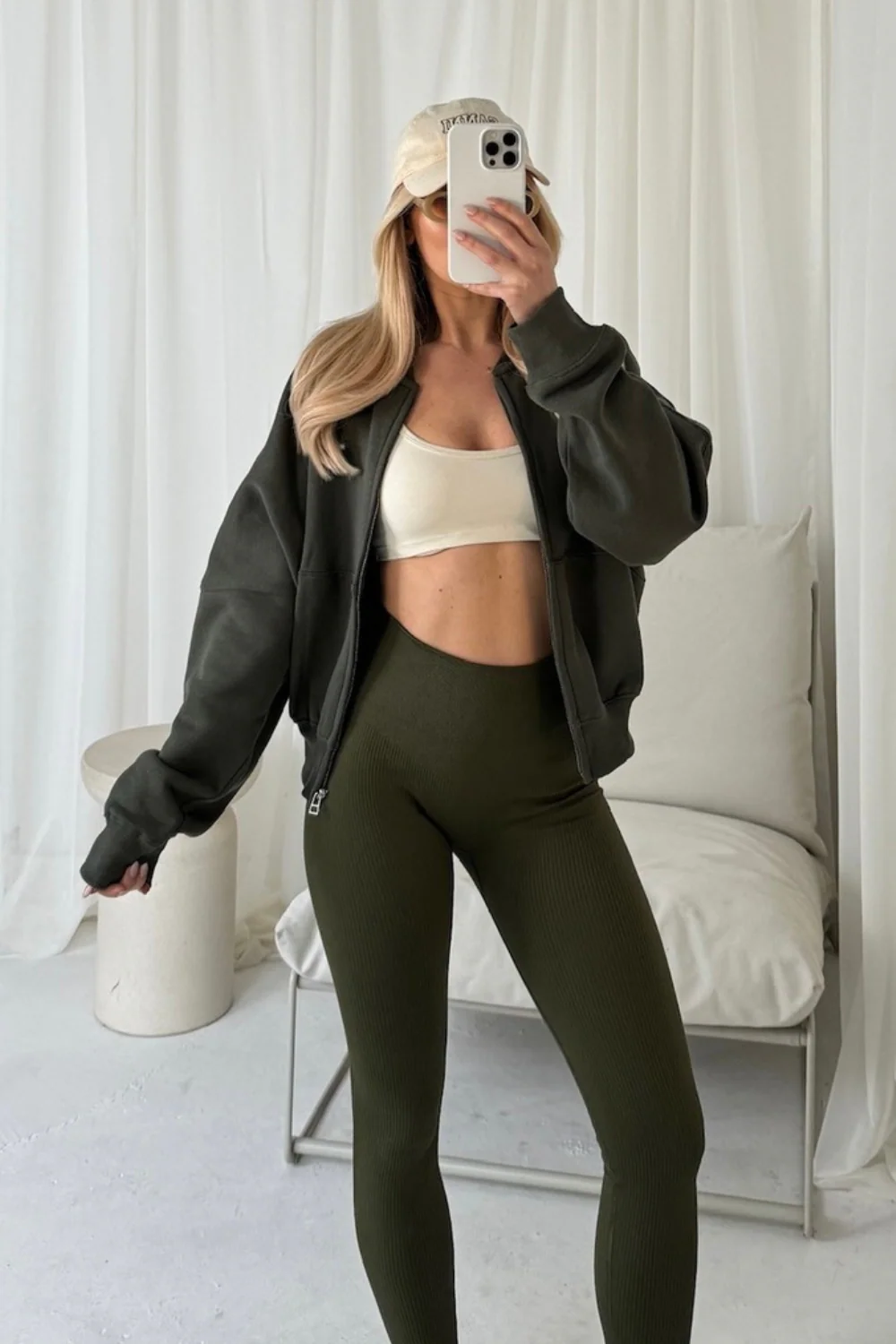 Kaitlyn khaki bomber jacket and legging set - Image 2