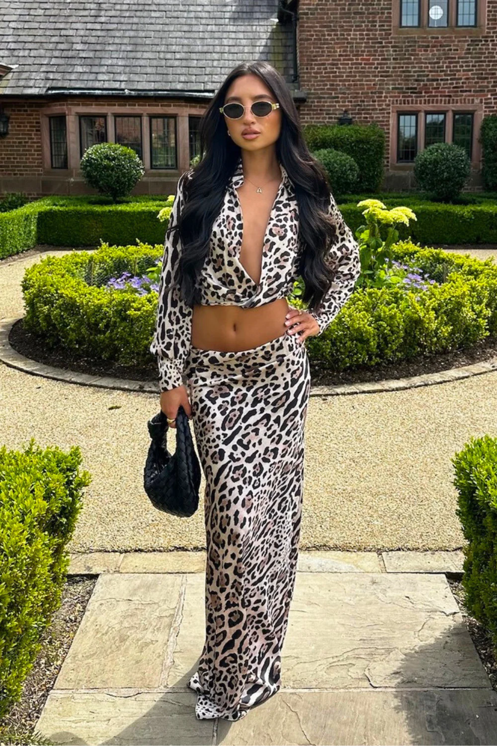 Kalli leopard satin blouse and midi skirt co-ord - Image 5