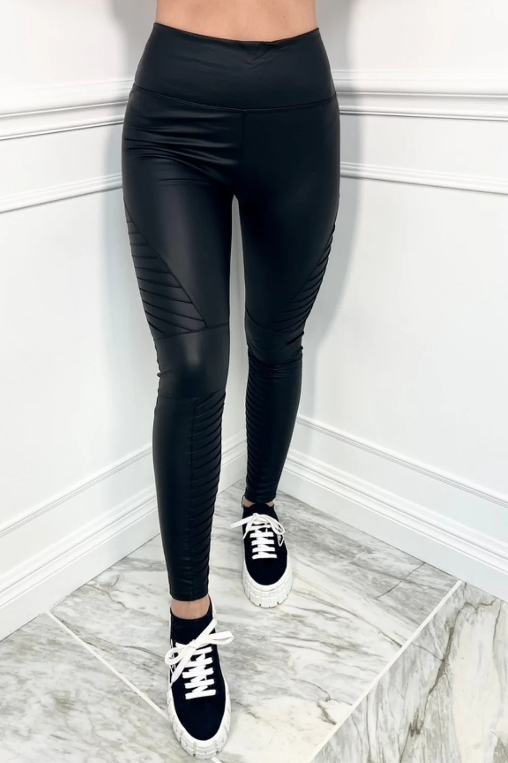 Karis black Biker High Waisted PU Trousers - Image 3