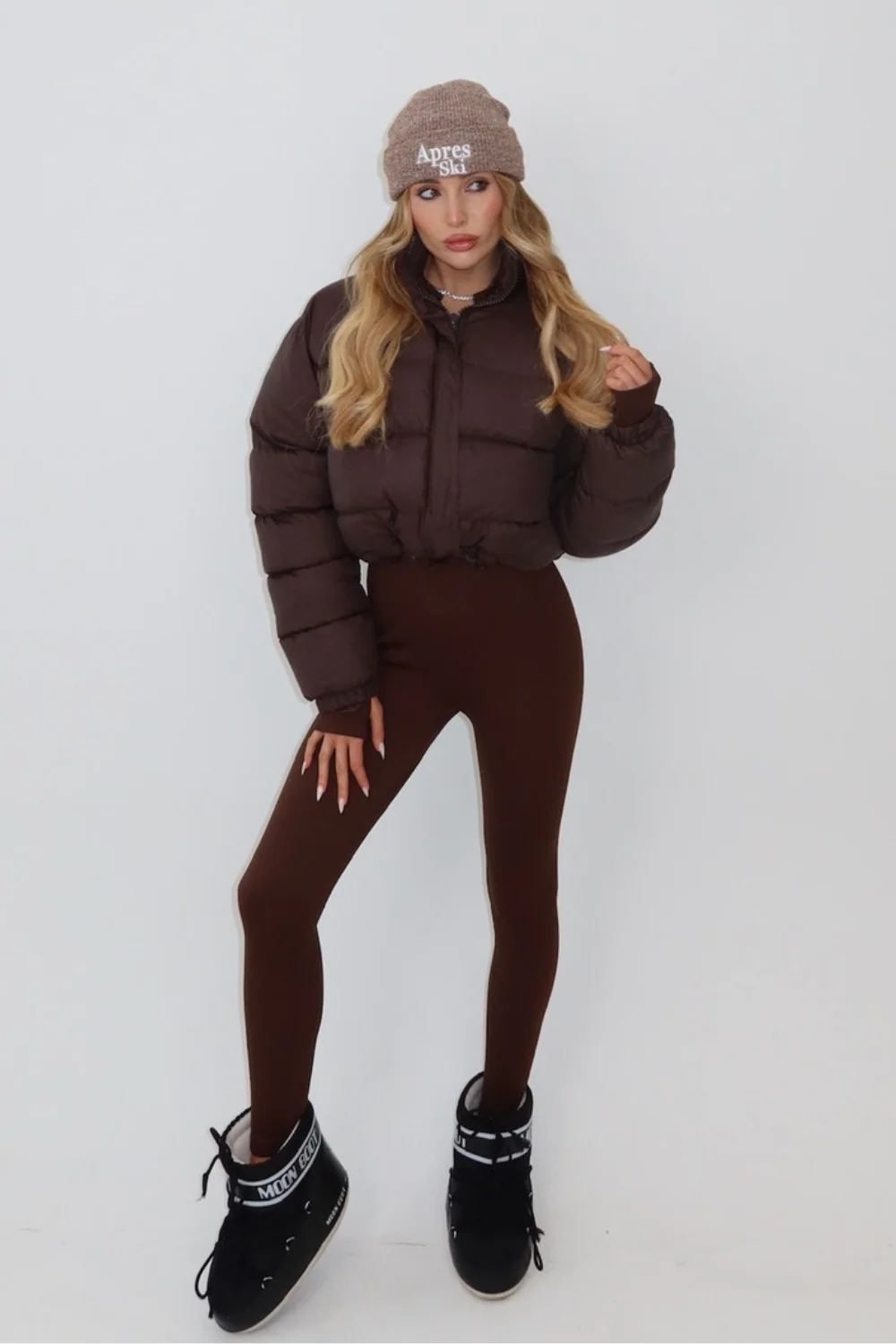 Karmin chocolate crop puffer coat - Image 2
