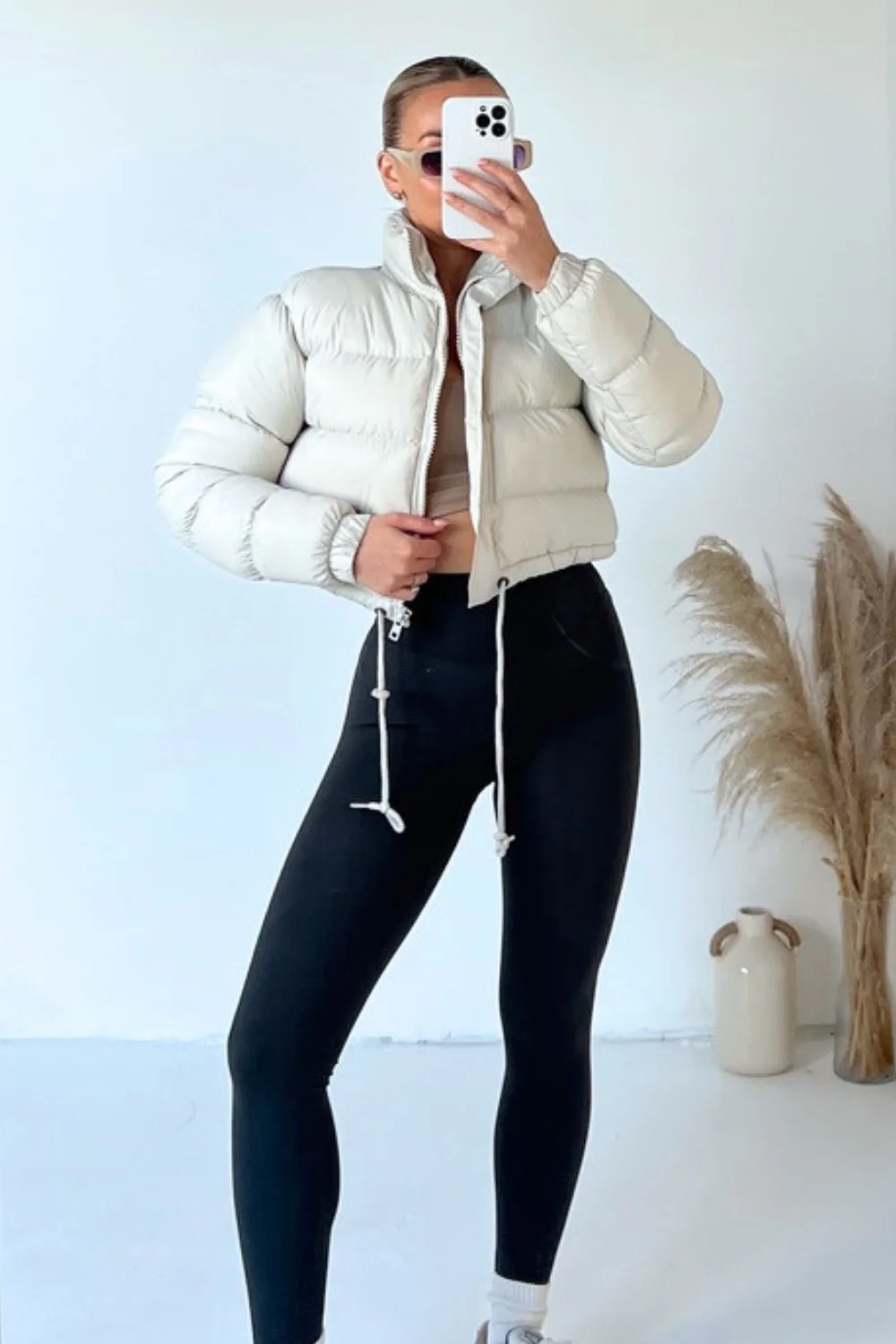 Karmin cream crop puffer coat - Image 2