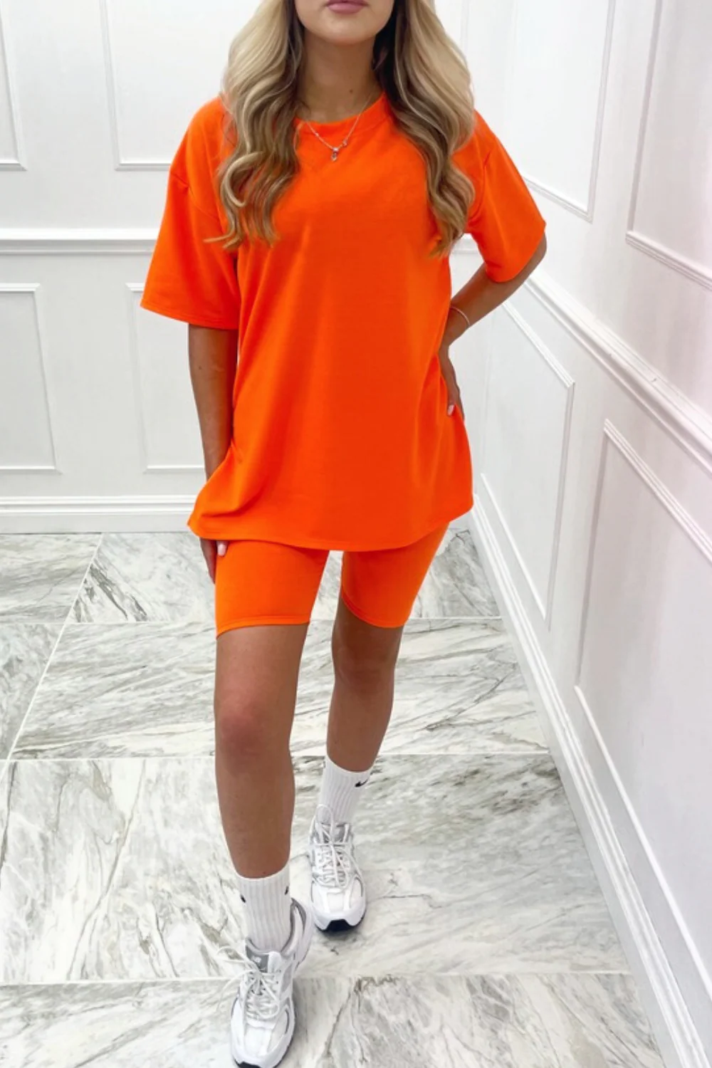 Katie neon orange cycling short coord - Image 2