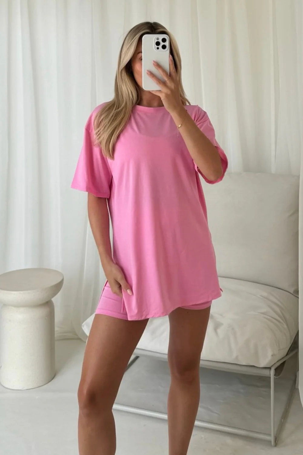 Katie pink cycling short co-ord