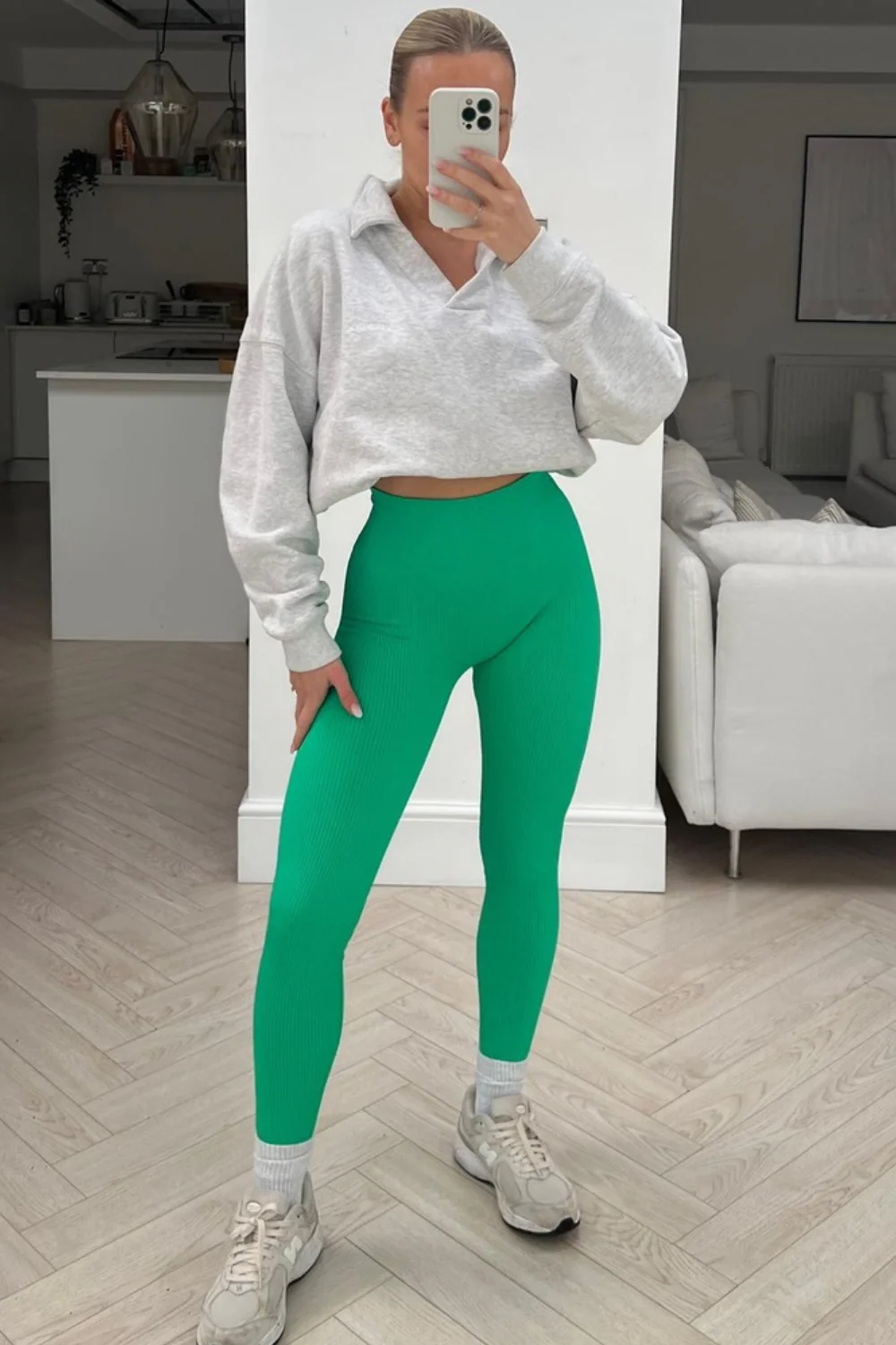 Katy green ribbed leggings - Image 2