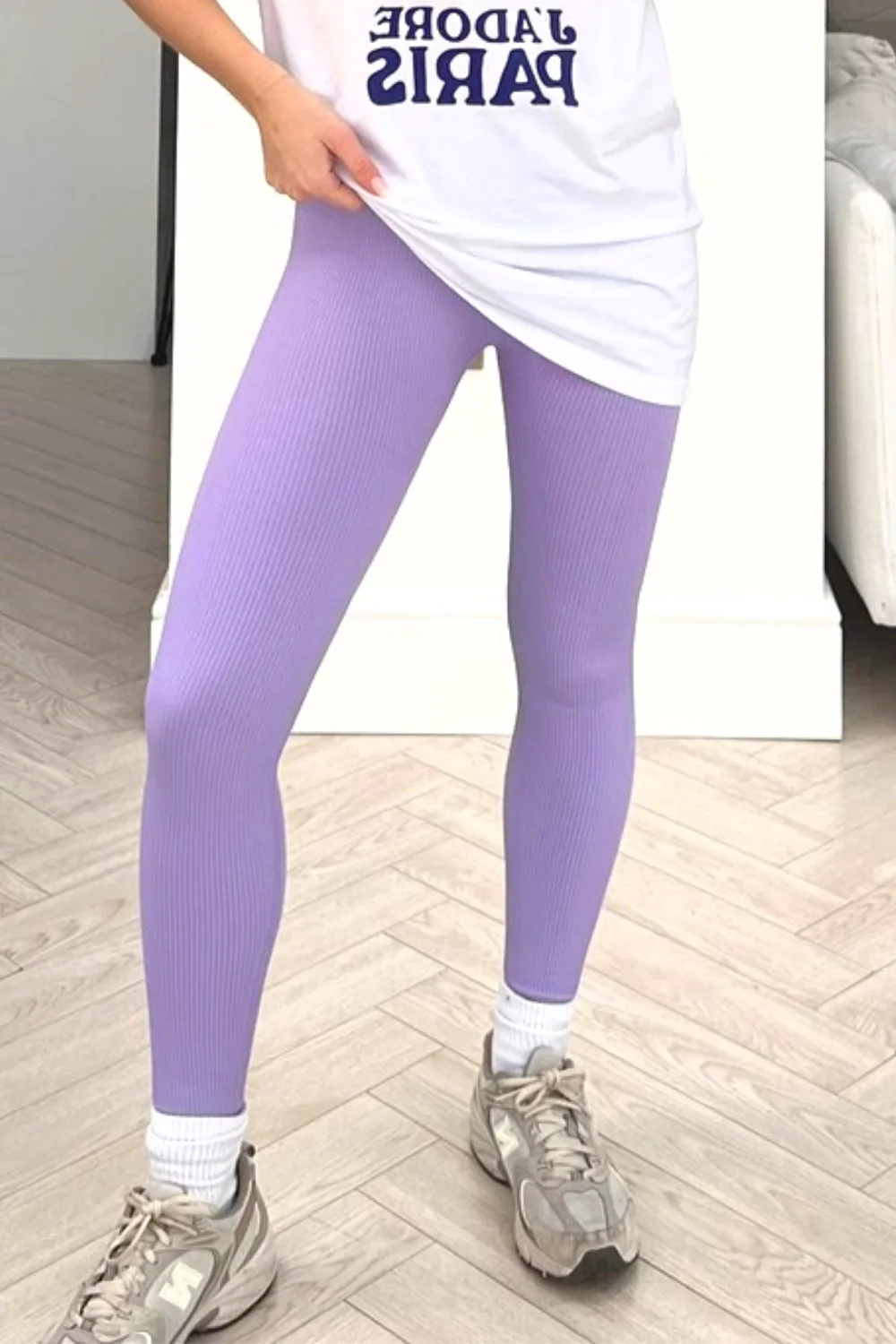 Katy lilac ribbed leggings - Image 4