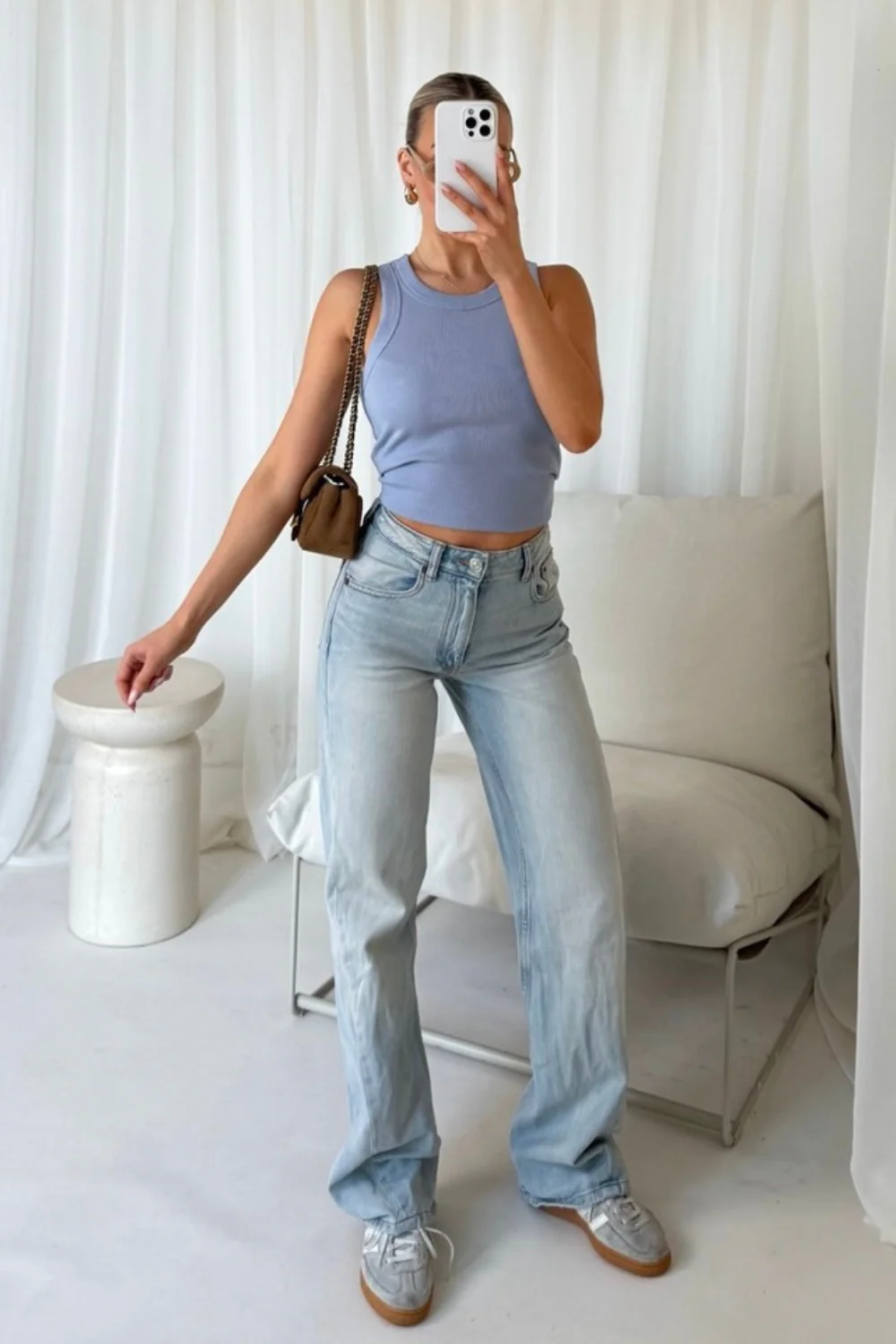 Kelsey blue heavyweight ribbed racer back vest top - Image 4