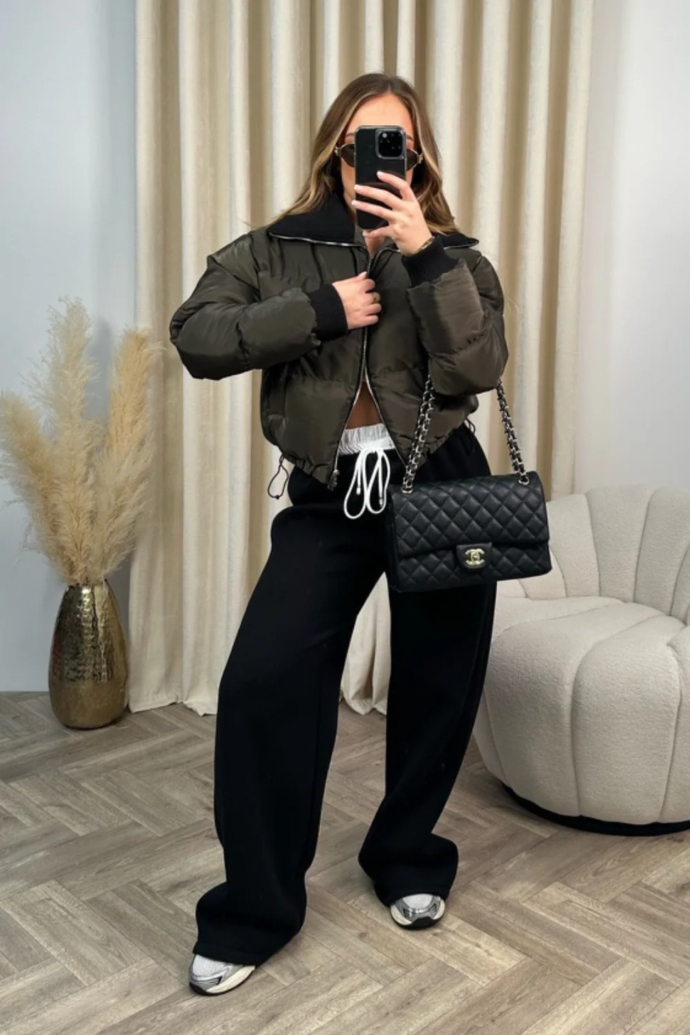 Kelsey khaki cropped puffer - Image 3