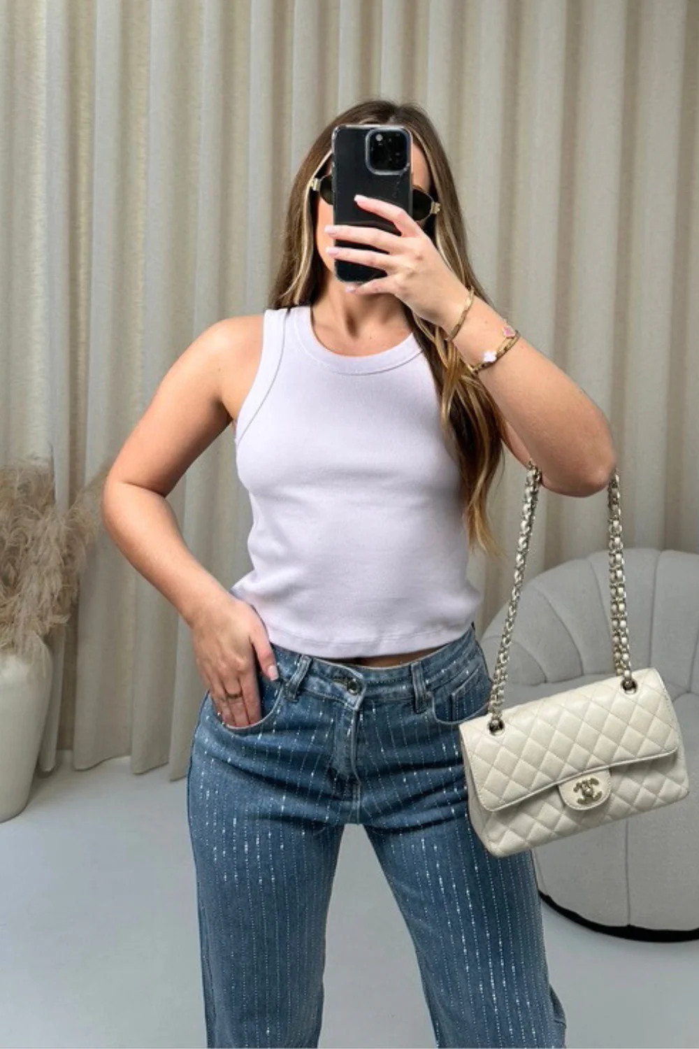 Kelsey lilac heavyweight ribbed racer back vest top - Image 2