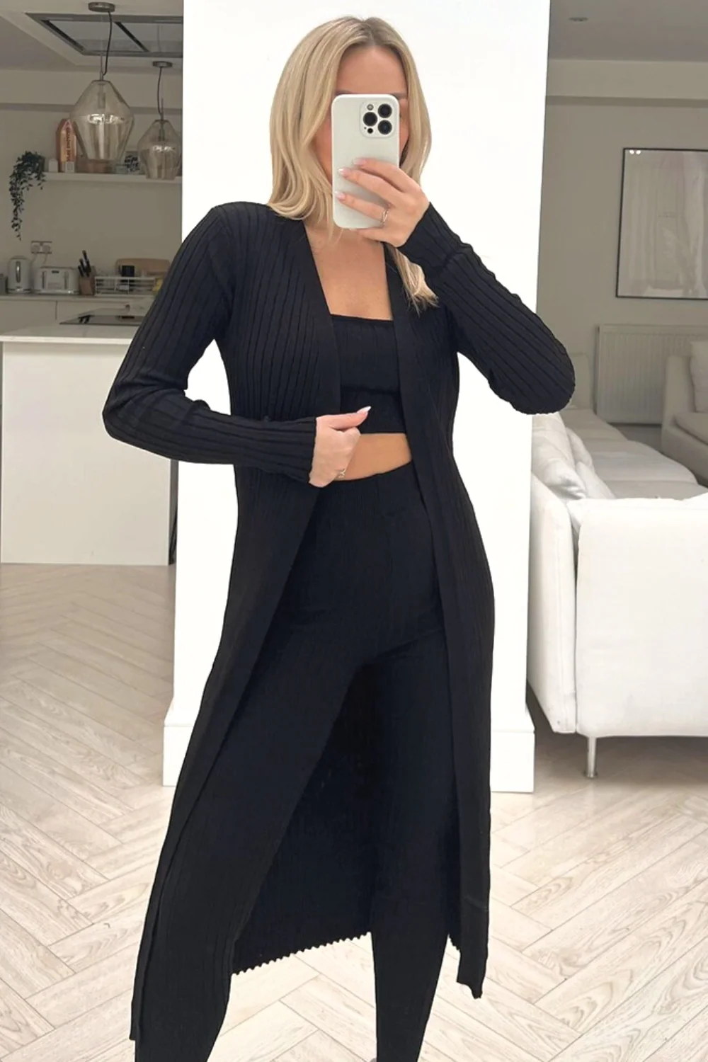 Kendall black 3 piece ribbed legging coord - Image 3