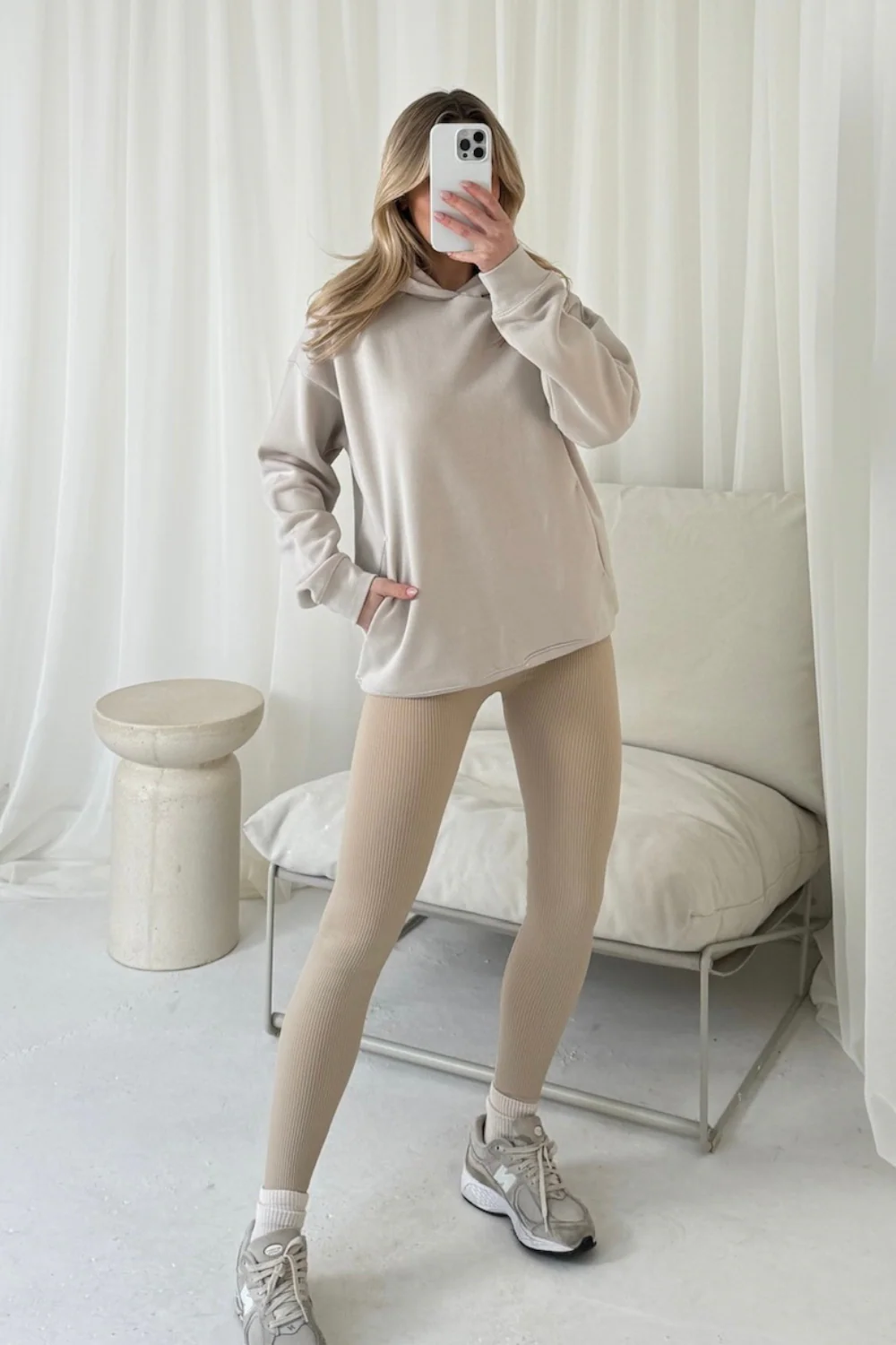 Kendall bone hoodie and ribbed legging set