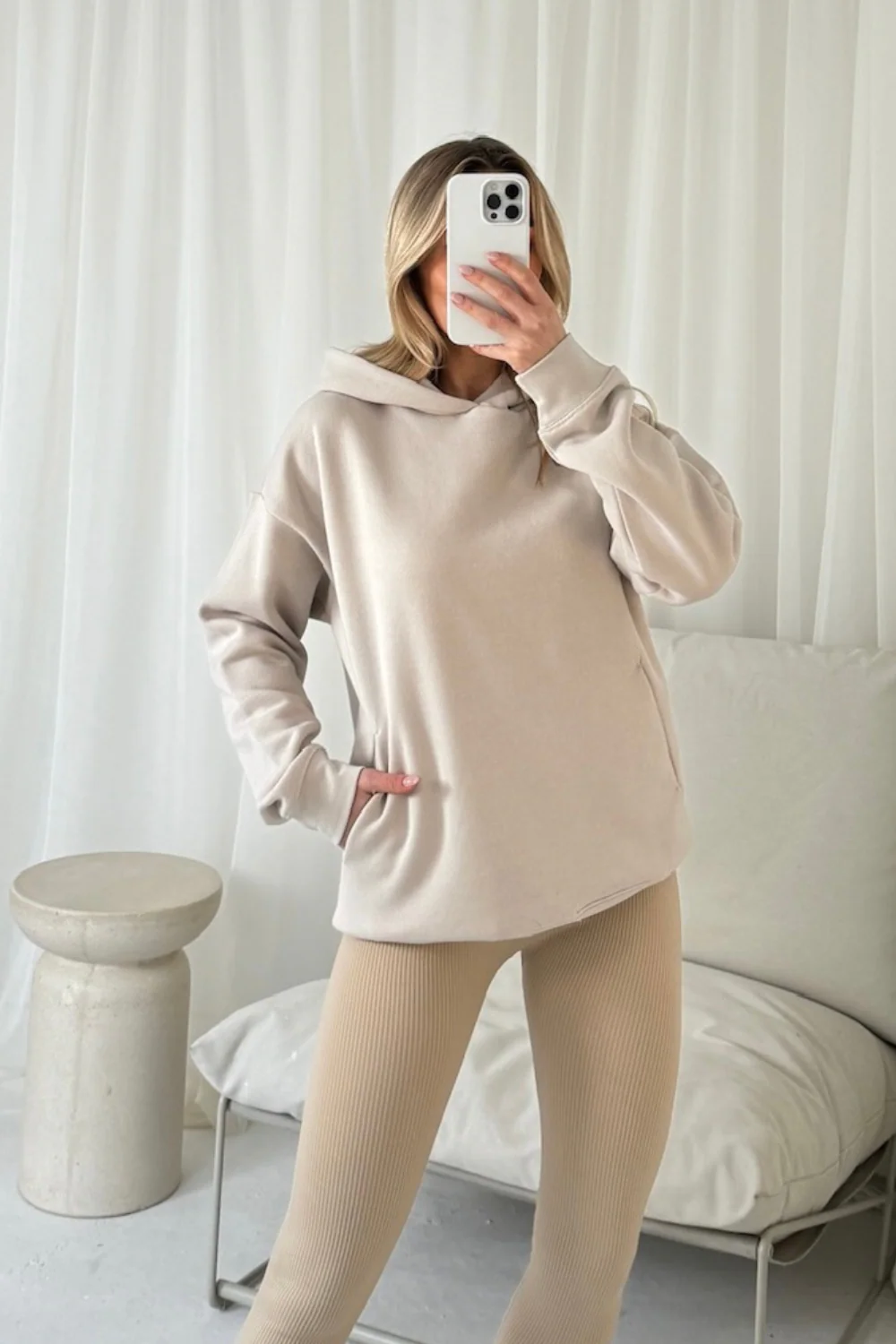 Kendall bone hoodie and ribbed legging set - Image 2