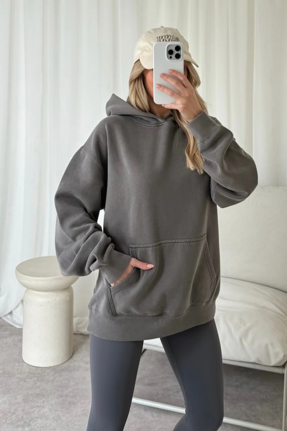 Kendra faded grey heavyweight hoodie and leggings set - Image 2
