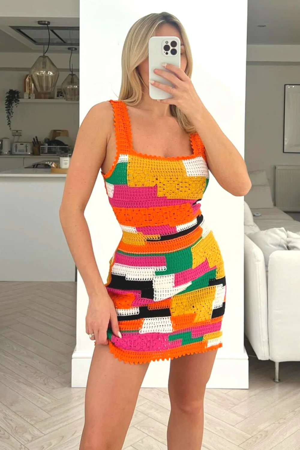 Kenya orange multi crotchet mini dress - Image 3