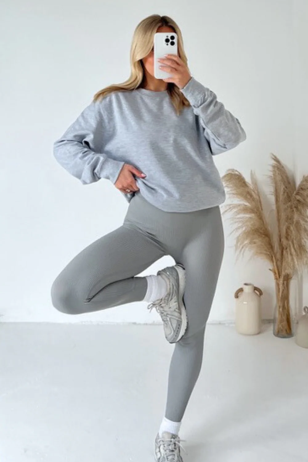 Kerris melange grey sweater and legging set - Image 3