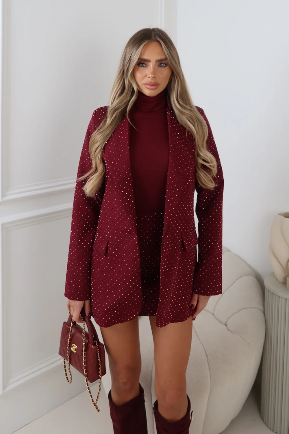 KERYS BURGUNDY DIAMANTE BLAZER - Image 2