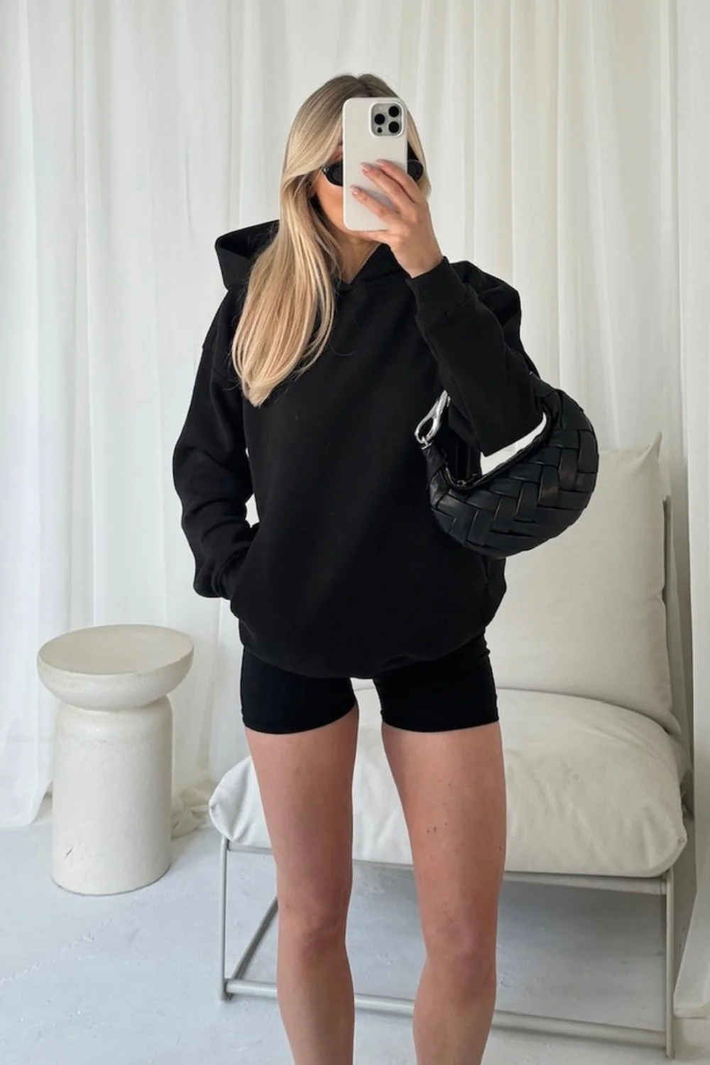 Khloe black hoodie and cycling short set - Image 4