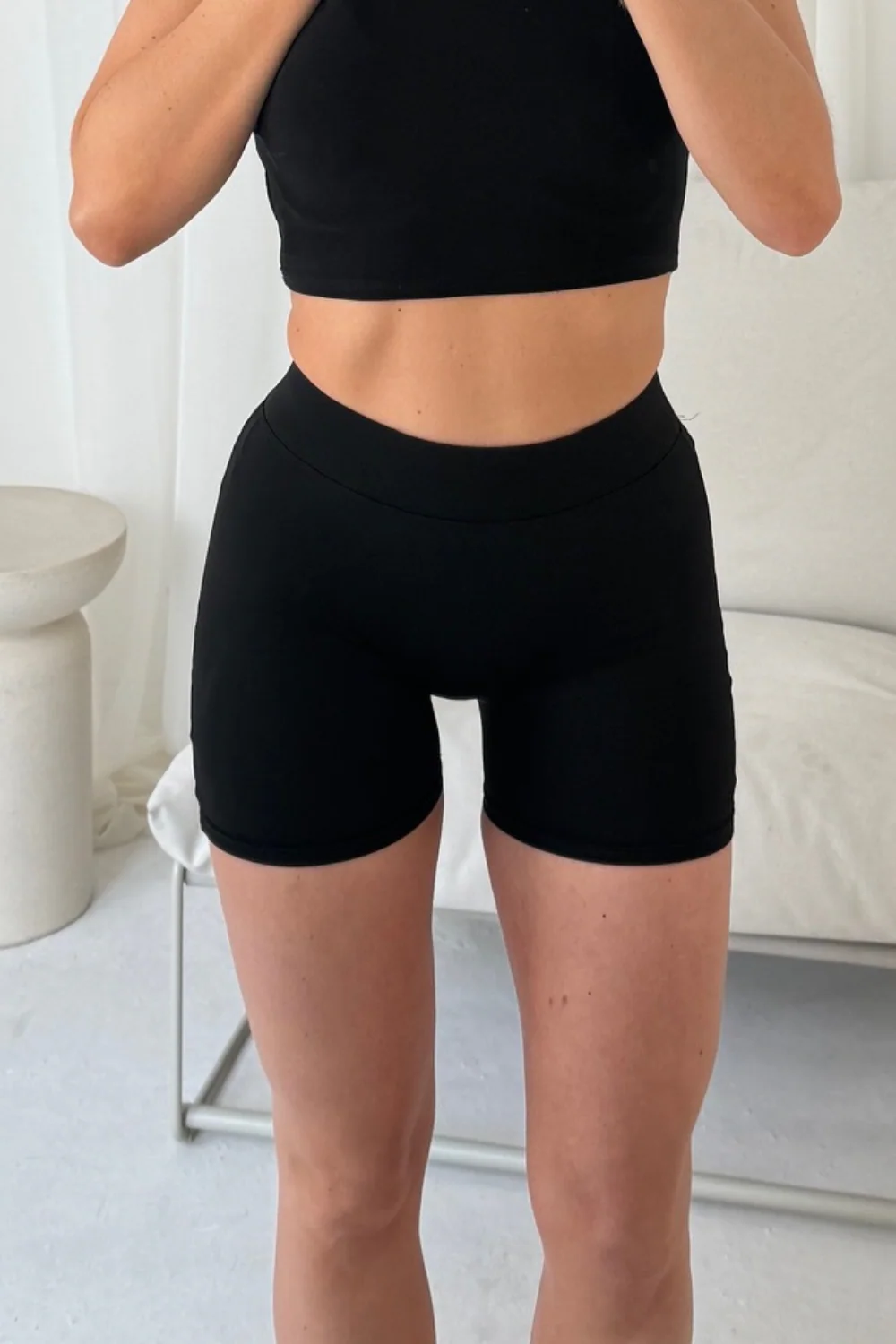Khloe black hoodie and cycling short set - Image 5