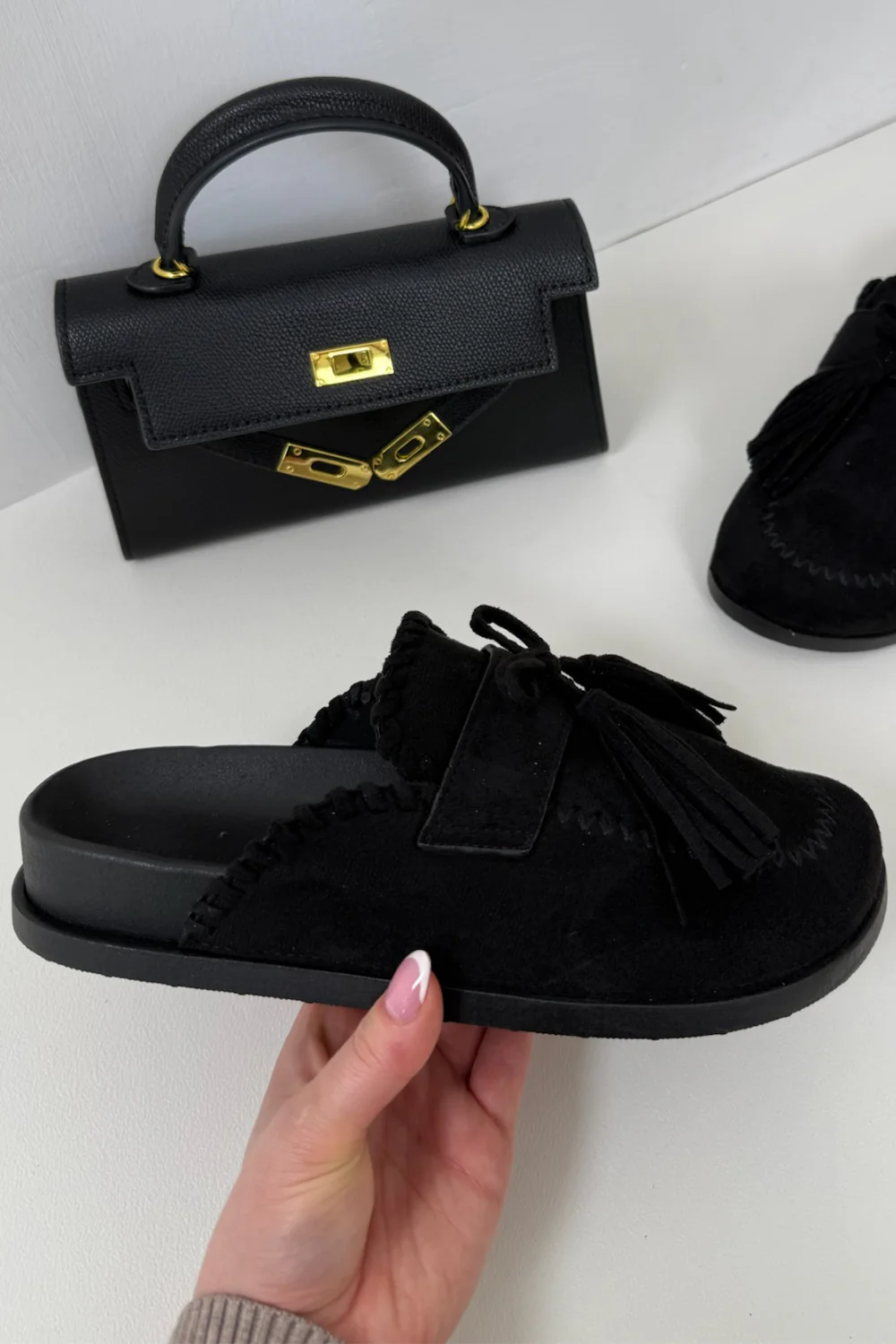 KIKI BLACK TASSLED MULES - Image 2