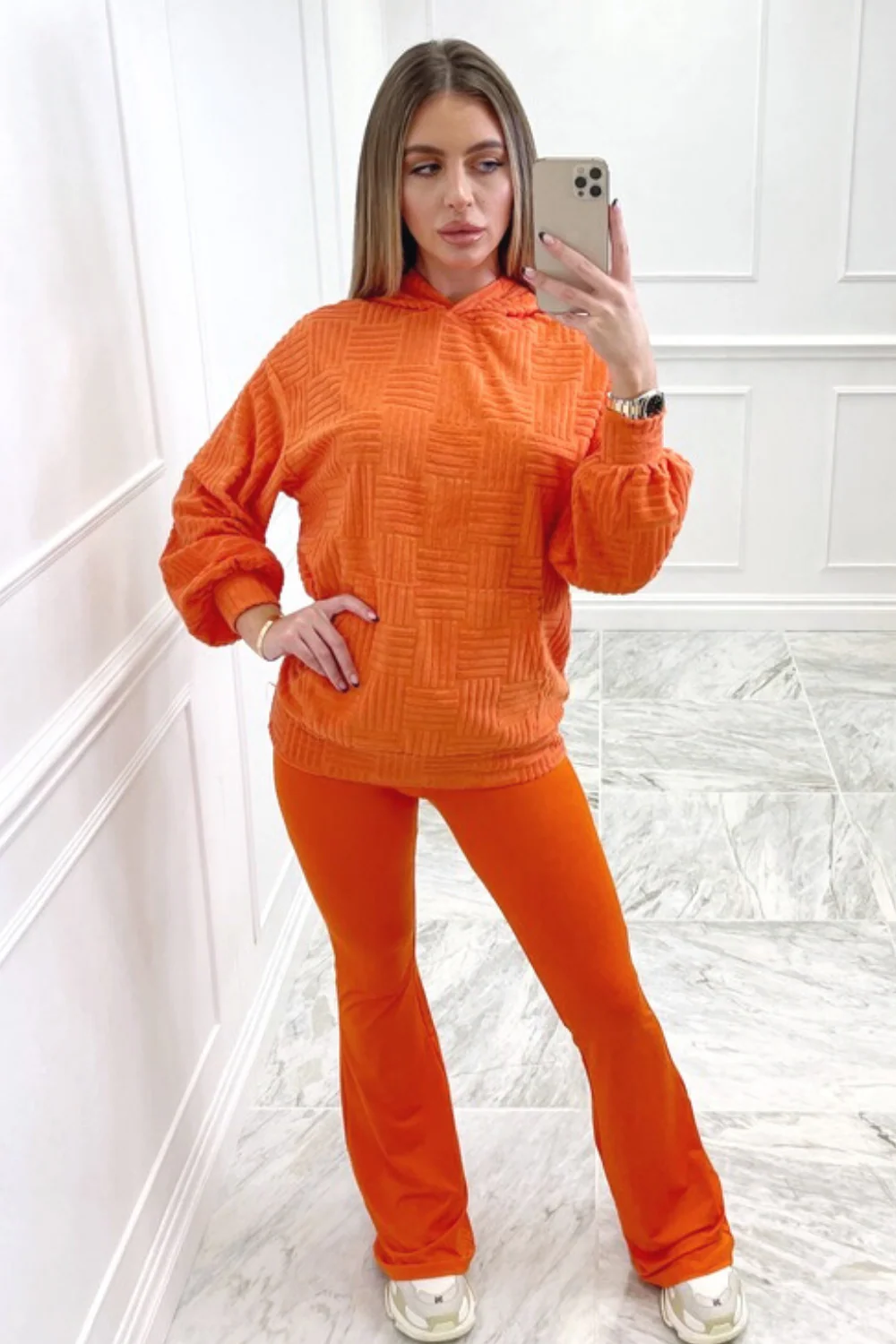 Kylie orange flared high waist trousers - Image 2