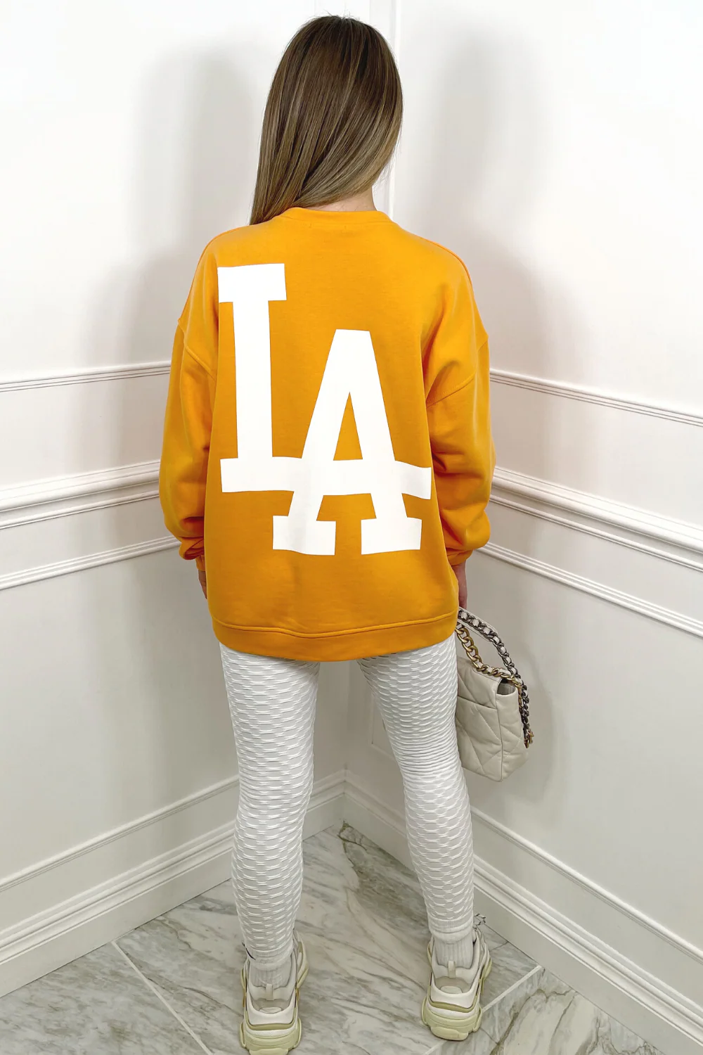 LA orange oversized back print sweater - Image 2