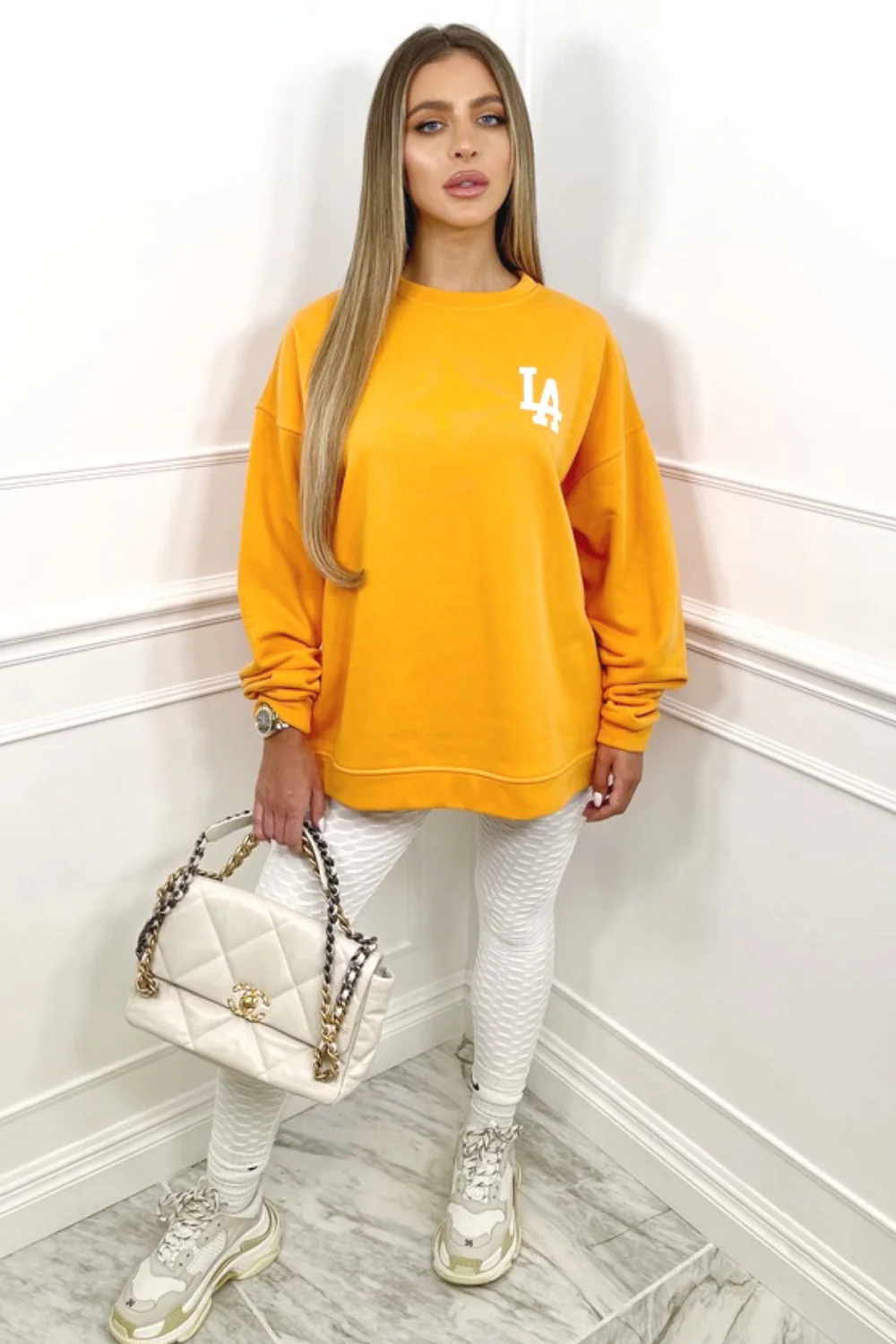 LA orange oversized back print sweater - Image 3