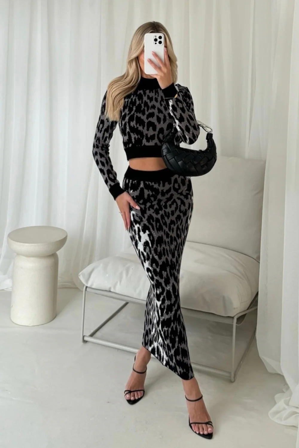 Lara grey leopard Knit Co-ord - Image 3