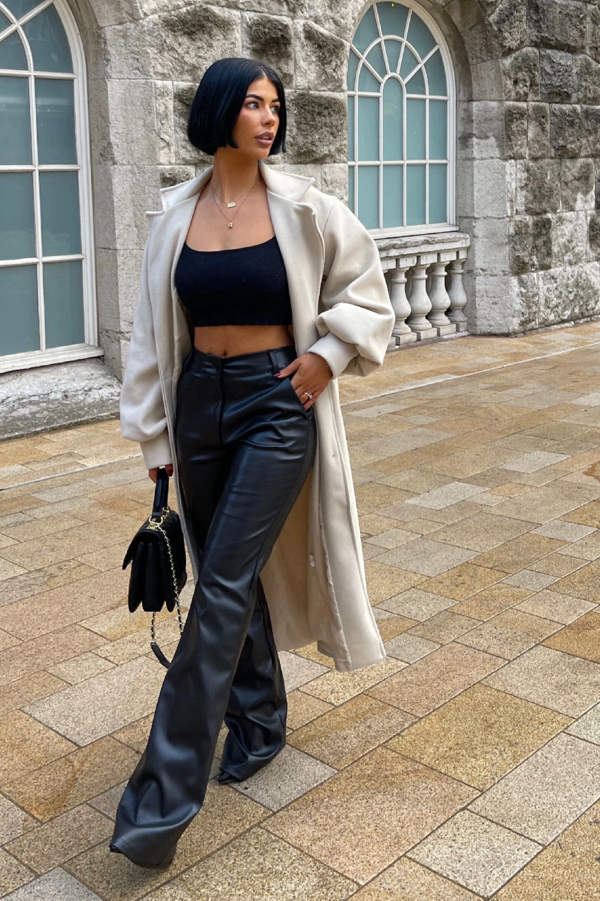Larnie black faux leather straight leg trousers - Image 12