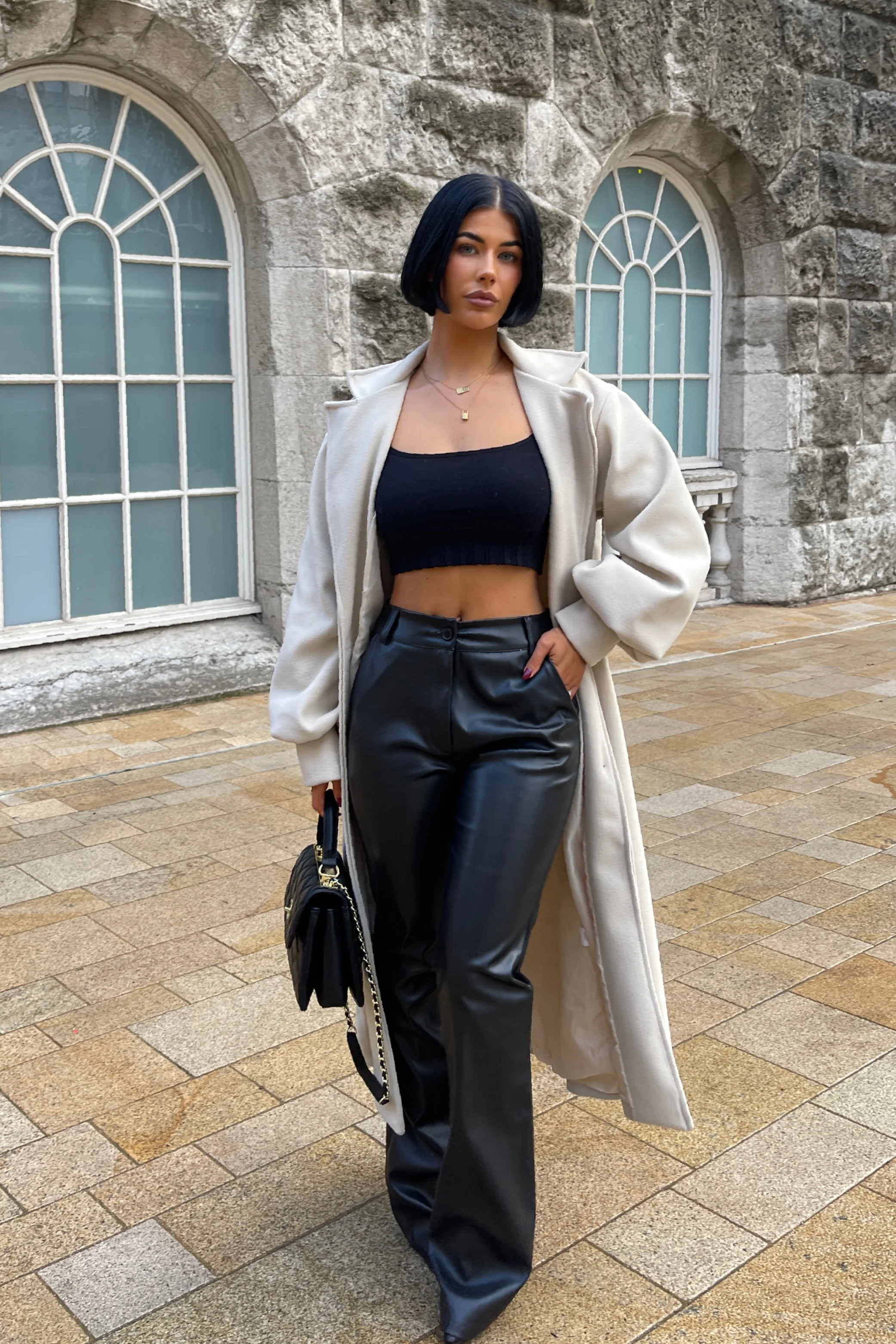 Larnie black faux leather straight leg trousers - Image 13