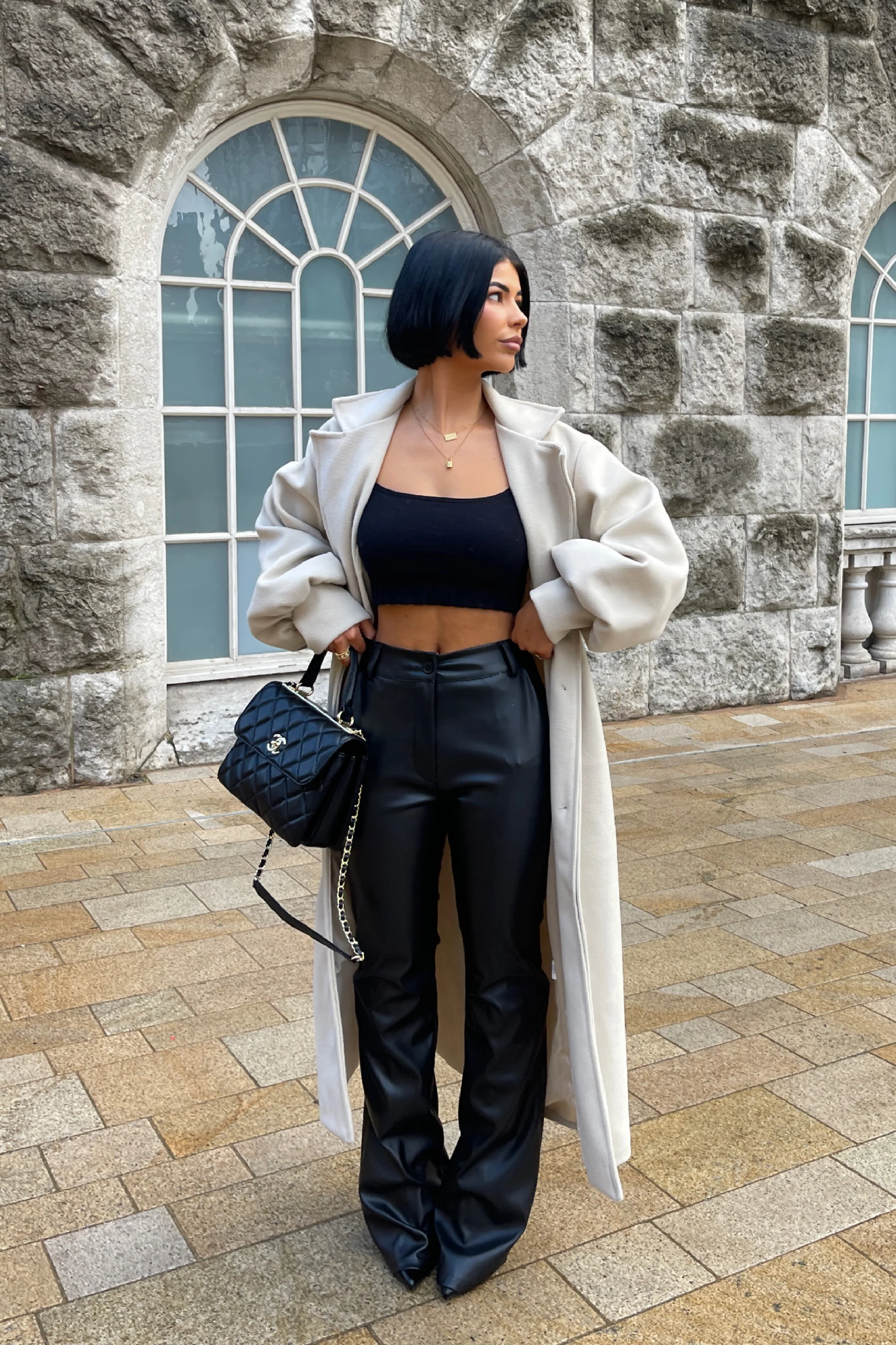 Larnie black faux leather straight leg trousers - Image 14