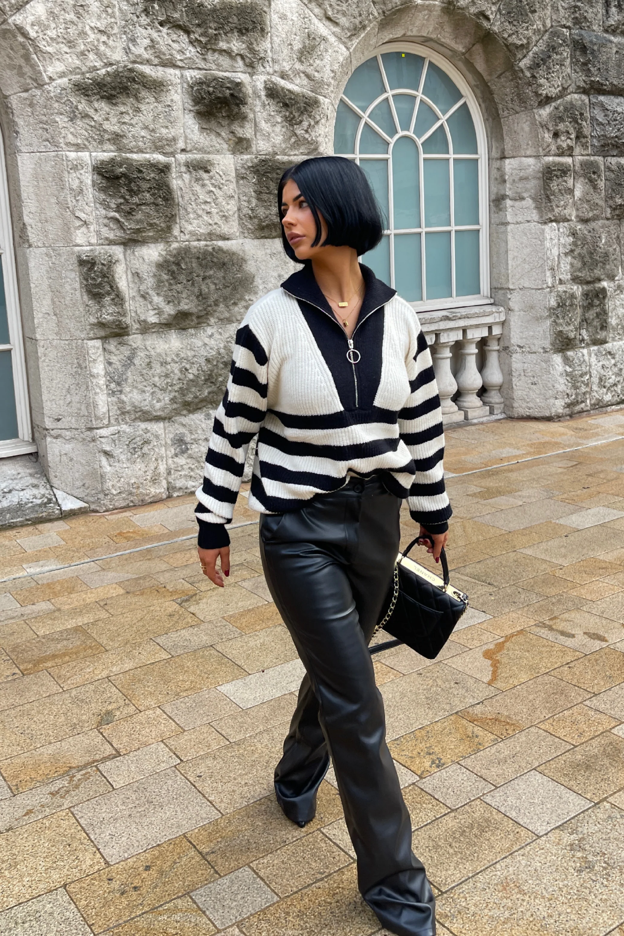 Larnie black faux leather straight leg trousers - Image 5