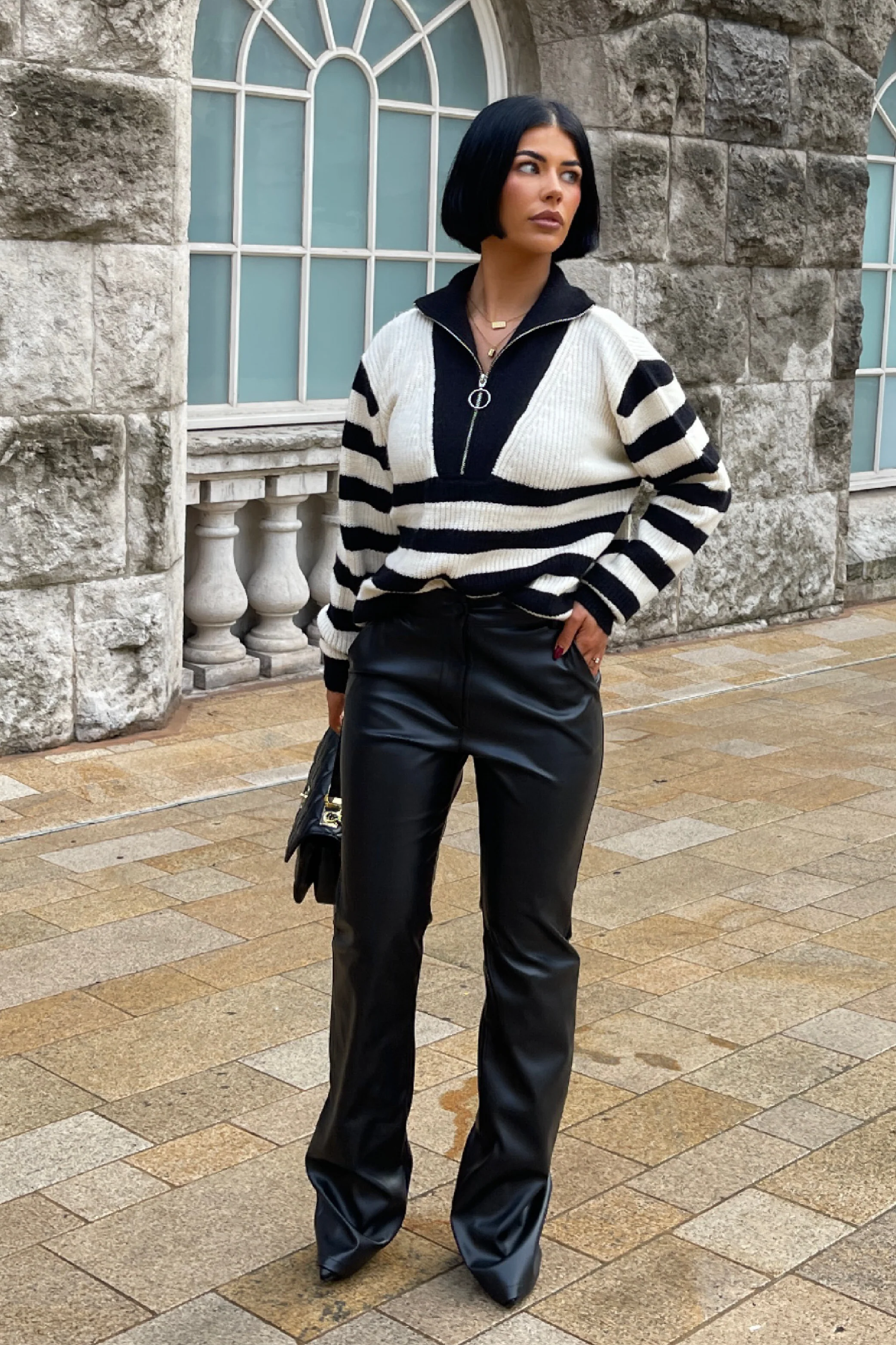 Larnie black faux leather straight leg trousers - Image 6