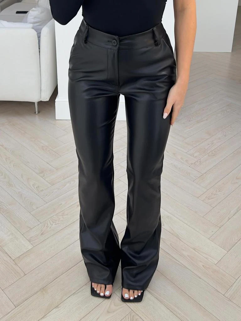 Larnie black faux leather straight leg trousers - Image 8