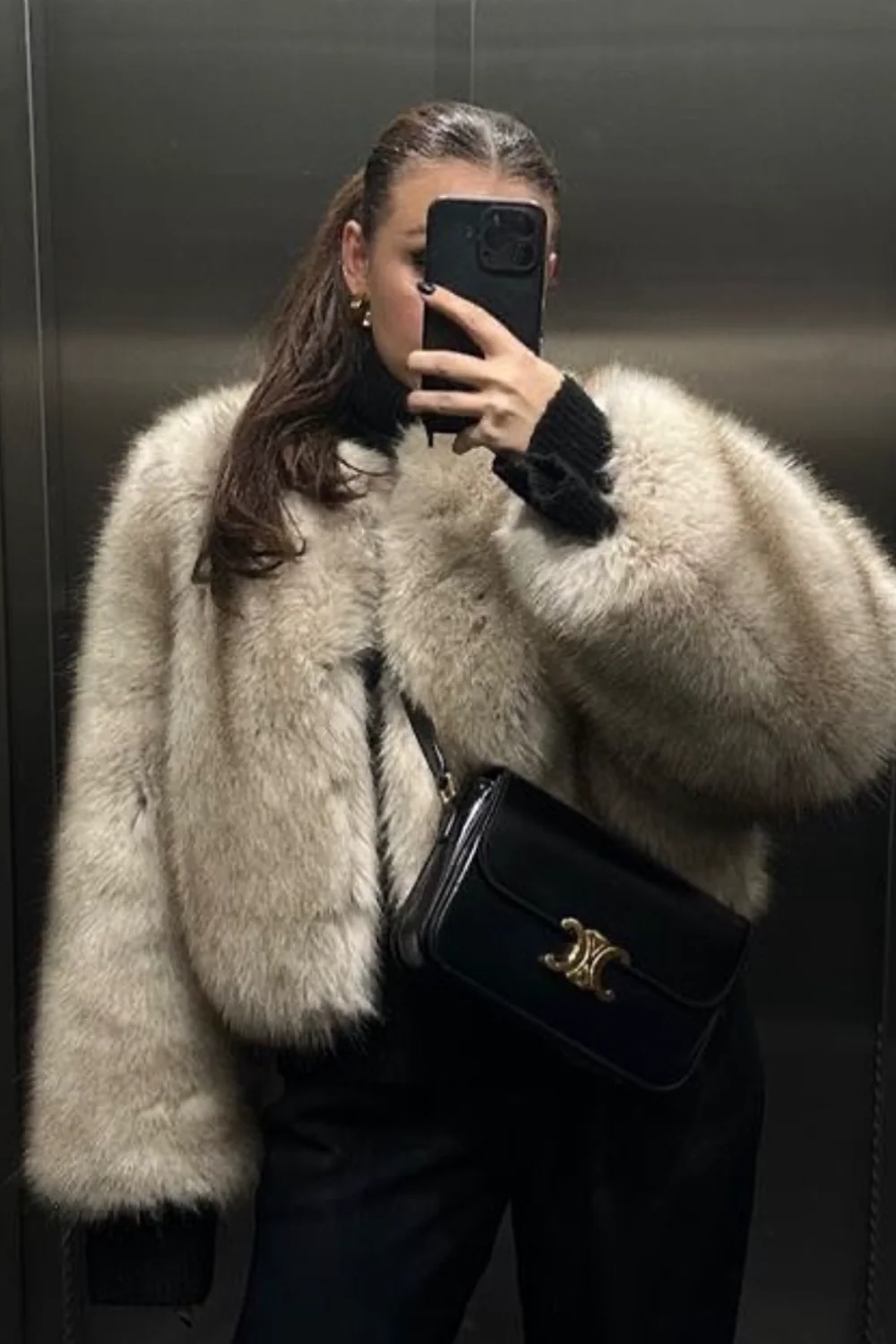Lauren beige faux fur jacket - Image 4