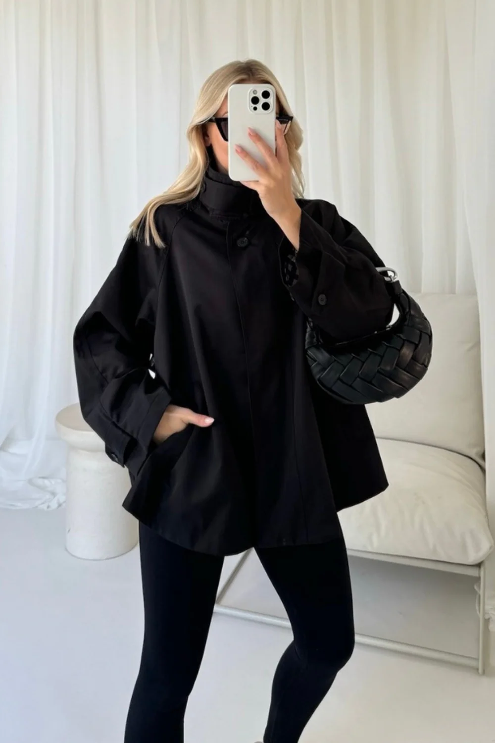 Lauren black mid length trench coat - Image 3