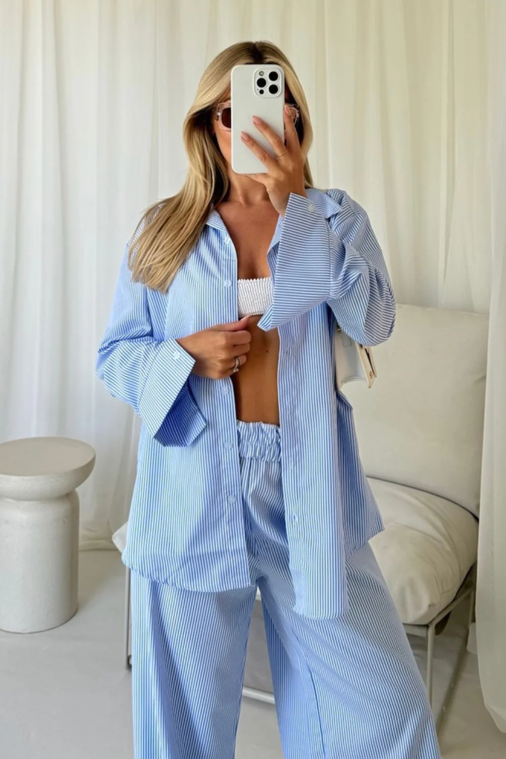 Lauren blue striped poplin shirt - Image 5