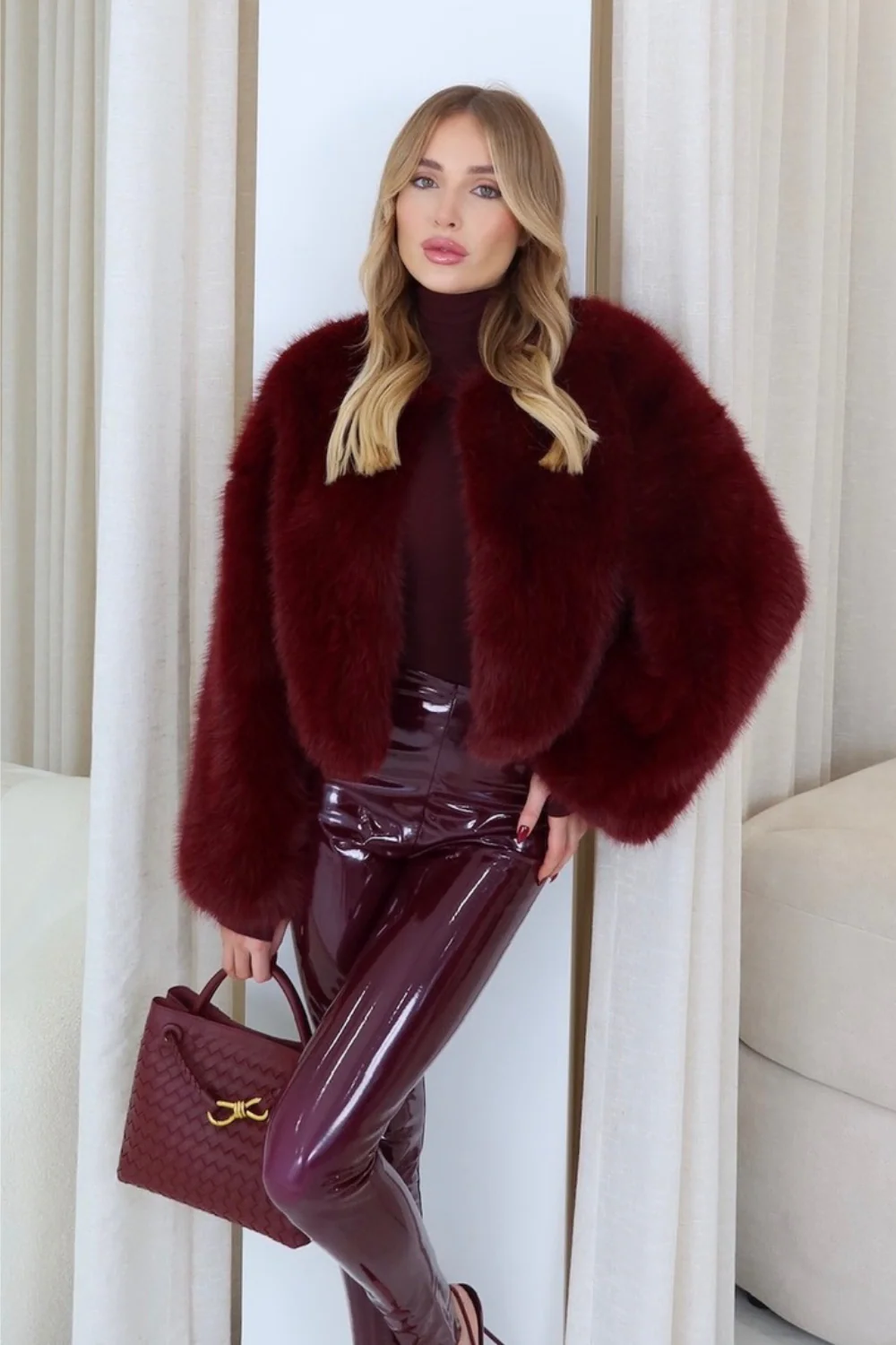 Lauren burgundy faux fur jacket - Image 2